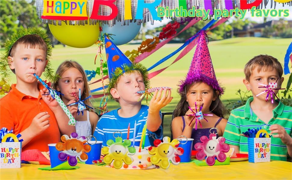 Miniatura 4 de Paquete de 50 llaveros de pulpo de burbujas para la ansiedad, para adolescentes y niños, suministros de cumpleaños, premios de estudiante de verano
