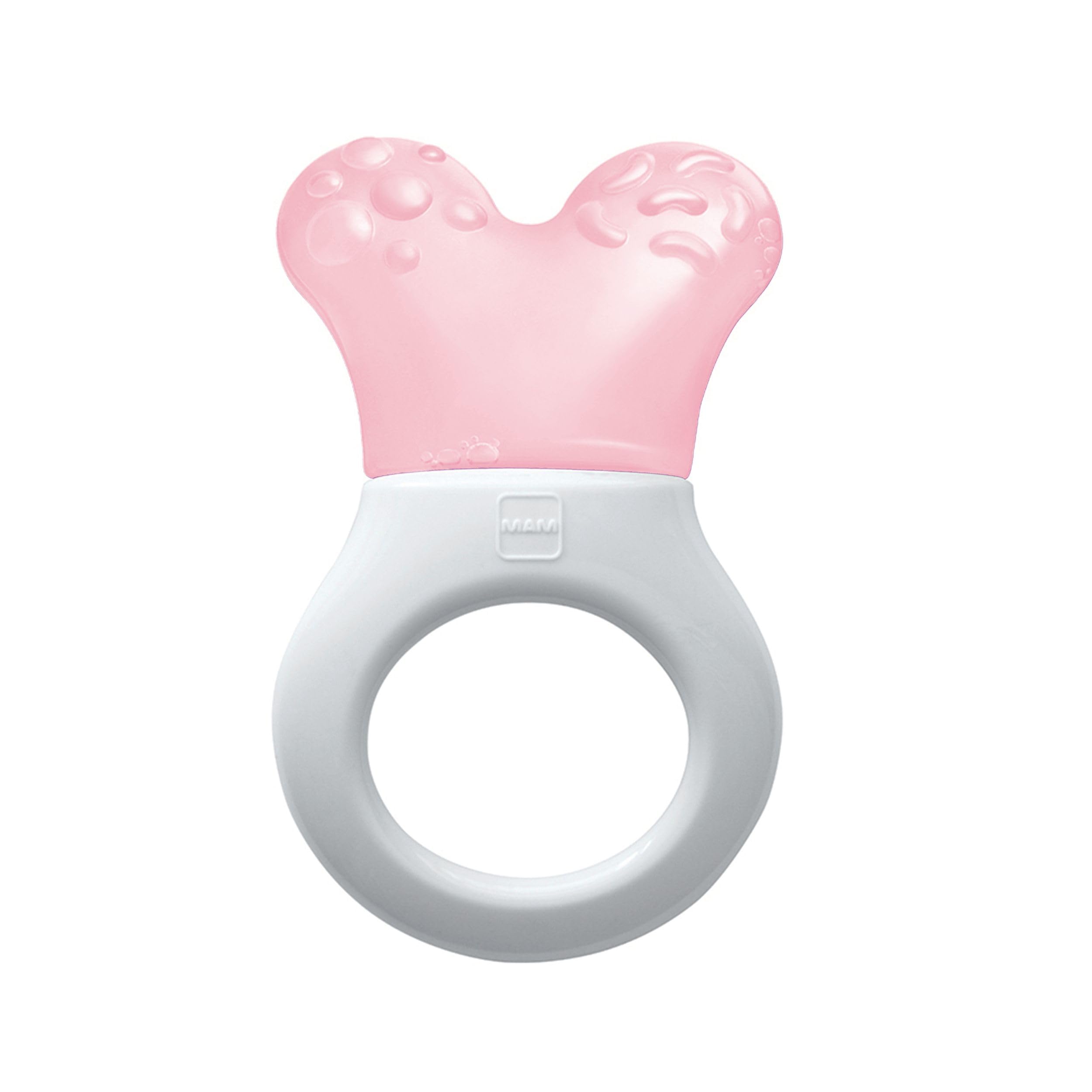 MAM Mini Cooler & Clip Dentaruolo, Massaggia gengive neonati 2+ mesi rinfrescante e lenitivo, Neonato accessori utili facili da afferrare, Con catenella portaciuccio in velcro e clip, Rosa - 3