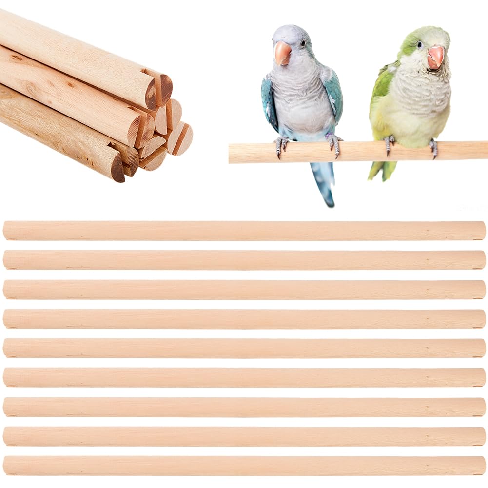 SUPERFINDINGS 16 Pièces Perchoirs Pour Oiseaux En Bois Naturel 37.3×1.5 cm Support Pour Perroquet Branche Perchoir Suspendu En Bois Pour Cage D Oiseaux Avec Fentes À Double Tête Pour Petites Perruches