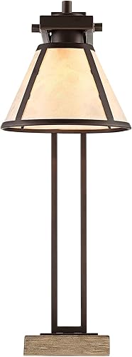 Miniatura 9 de Franklin Iron Works Maricopa - Lámpara de mesa rústica de escritorio con USB y toma de corriente alterna en la base de 21.25 pulgadas, pantalla de