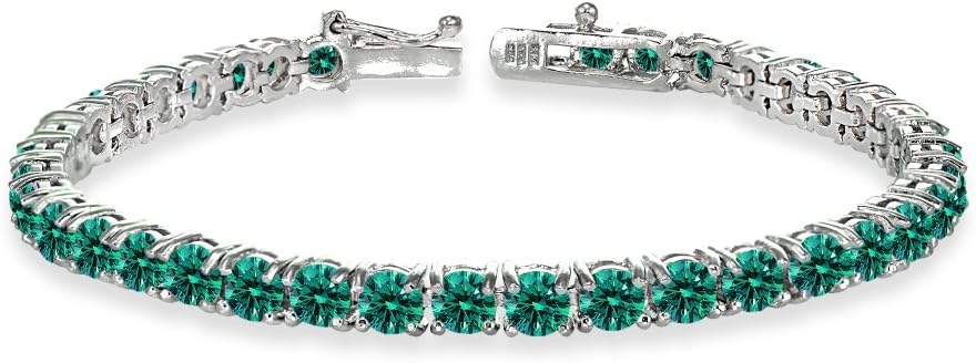 Sterling Silver 4mm Round-cut Classic Bracelet Made with European Crystals