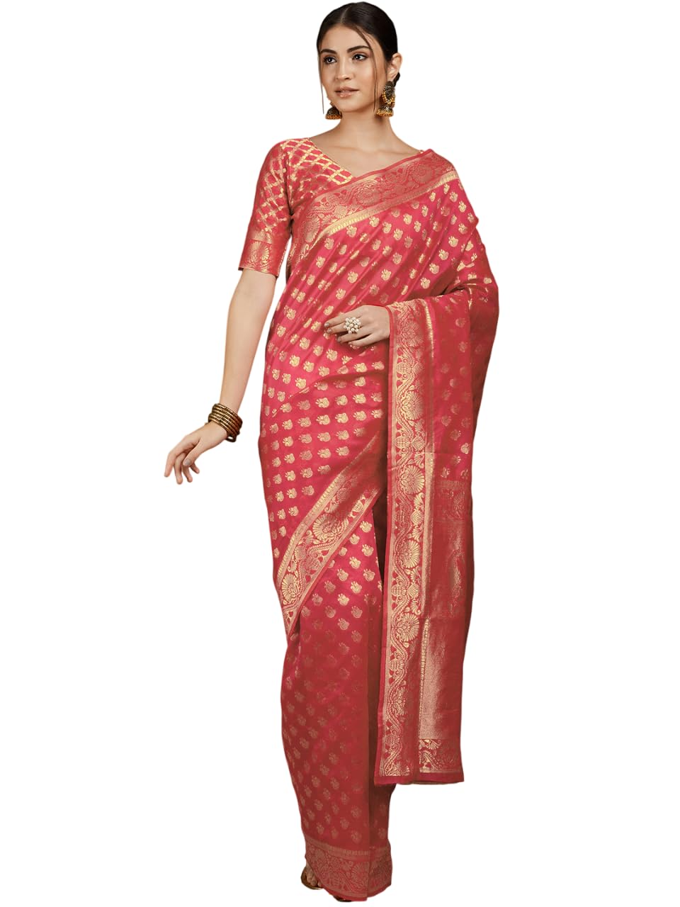 maroosh Women'S Peach Color Kanjivaram Silk Weaving Work Saree (MRSSKTDE8609H)-picture-26
