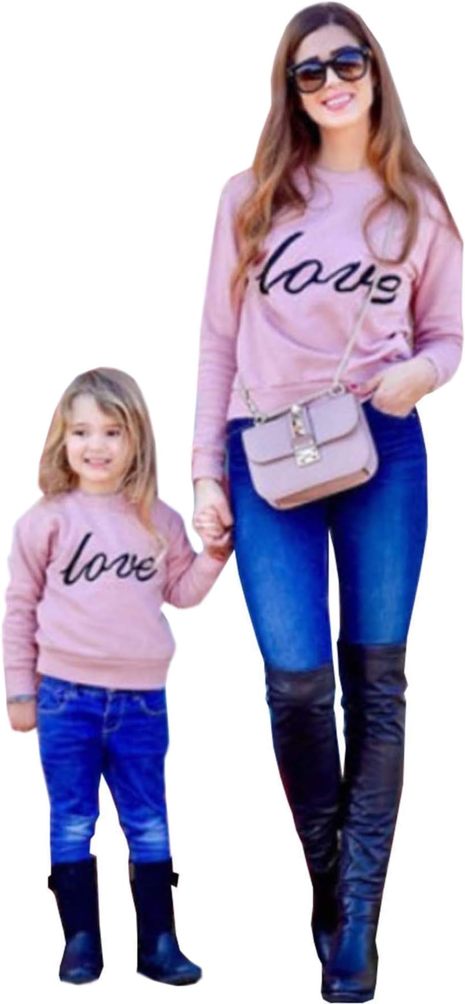 Y&TBABYMommy and Me Shirt Love Print Long Sleeve Round Neck Sweatshirt Tops Family Matching Clothes Outfits