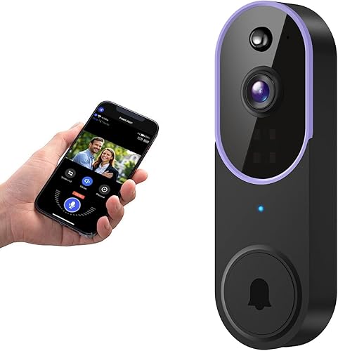 Cámara de timbre de video inalámbrica Wi-Fi 1080P con visión nocturna, conversación de 2 vías, detección de movimiento AI y almacenamiento en la