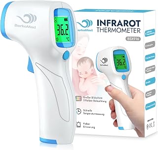 Fever Thermometer, Contactless, Infrared Pan Thermometer, Fever Thermometer Baby, for Infant Children and Adults, Digital Thermometer Fever, Instant Accurate Measurements, LCD Display, White_Blue