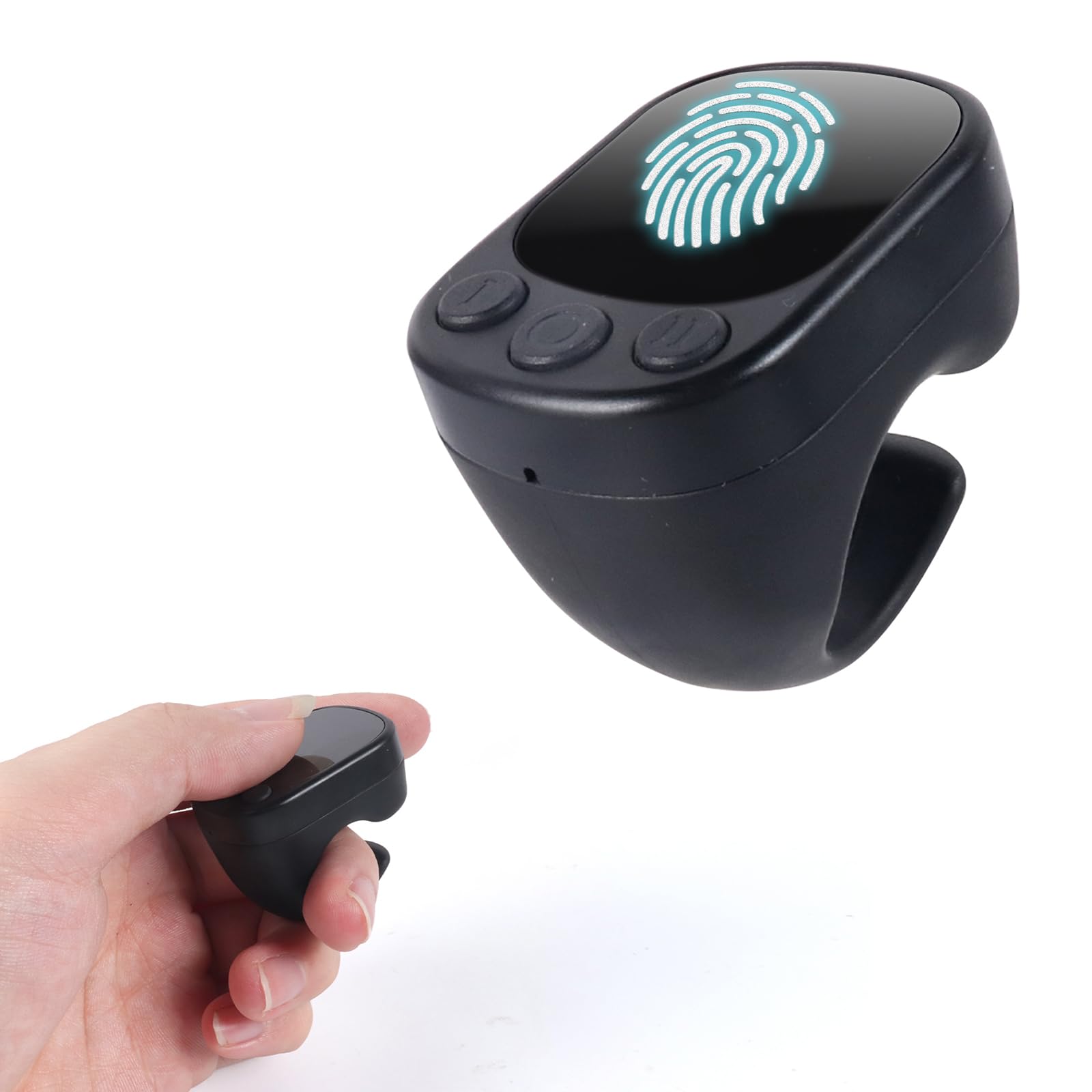 elec Space Mini Bluetooth Mouse Ring Remote - Multi-Functional Touchscreen Controller for Smartphones/iPads, Perfect for Video Streaming, Photography, and Music Control (Black)