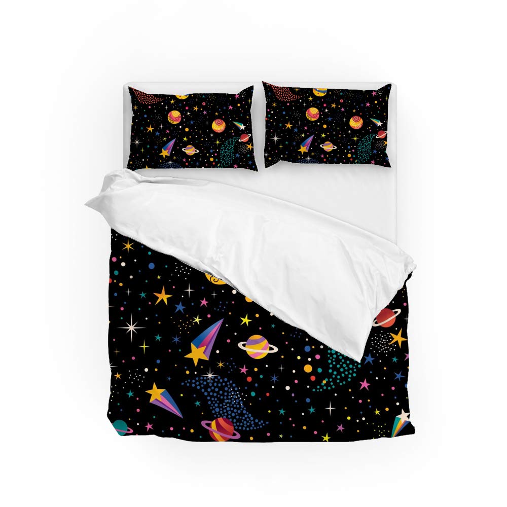 Parure de lit univers de l'espace en polyester durable aux finitions haut de gamme