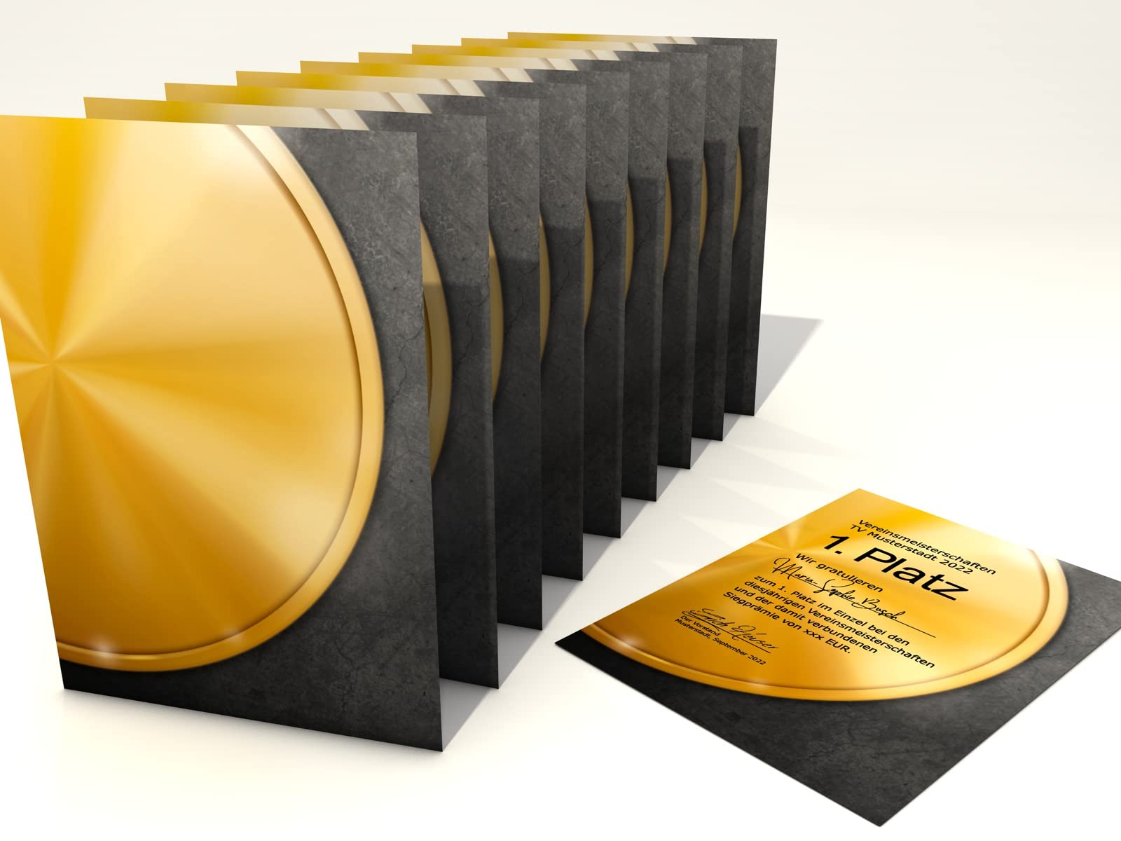 Papel de certificado "medalla dorada", clásico, para certificados, DIN A4, 190 g/m², de alta calidad, plantillas de impresión gratuitas, papel certificado, certificado en blanco (100)