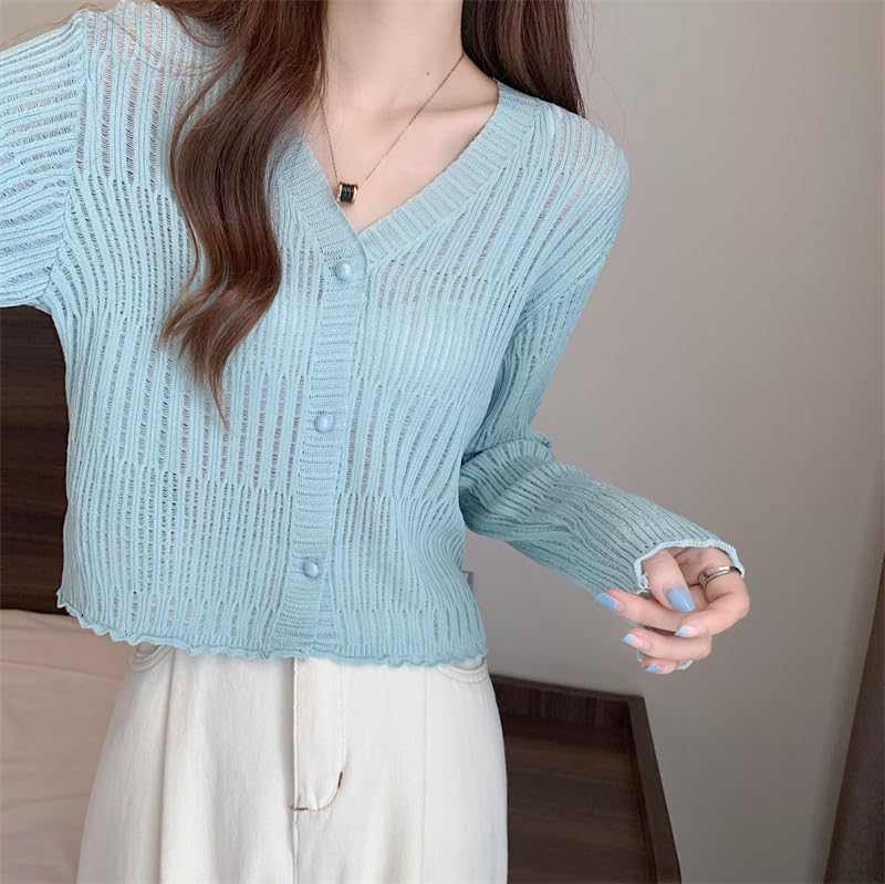 Image of ICW Women's Knitted Ribbed Cardigan Long-Sleeve V-Neck Button-Up Shrug Jacket Top Dn85