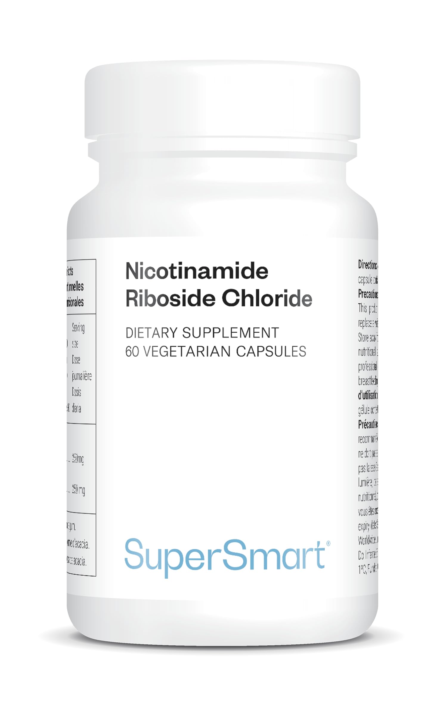 Supersmart - Nicotinamide Riboside Chloride - NMN & NAD+ Precursor - Rare Form of Vitamin B3 - Metabolism Booster Supplement | Non Flush - Non GMO & Gluten Free | 60 Vegetarian Capsules