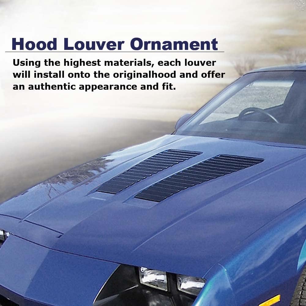 G-PLUS Hood Louver Inserts Compatible with Chevy Camaro Z28 & IROC 1985 1986 1987 1988 1989 1990 Hood Louver Ornament Set Satin Black Finish Left and Right 748557