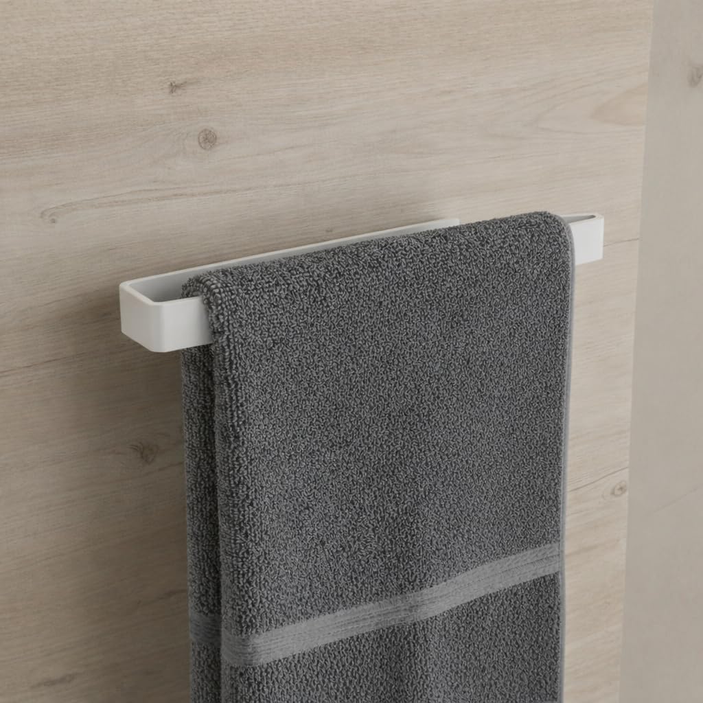 Handtuchhalter ohne Bohren 2er-Set Weiß 60x4,6x5 cm | Wand-Handtuchstange aus Stahl, schnelle Montage ohne Bohren für Bad und Küche