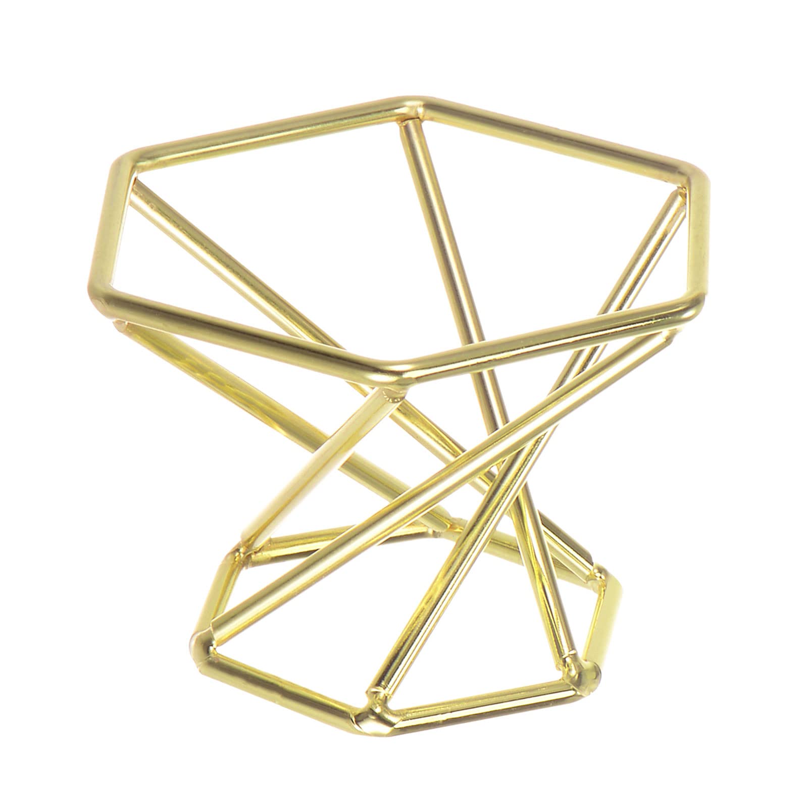sourcing map Crystal Ball Hexagonal Display Stand,1.3 Inch Diameter ,Metal Ball Holder, Gold