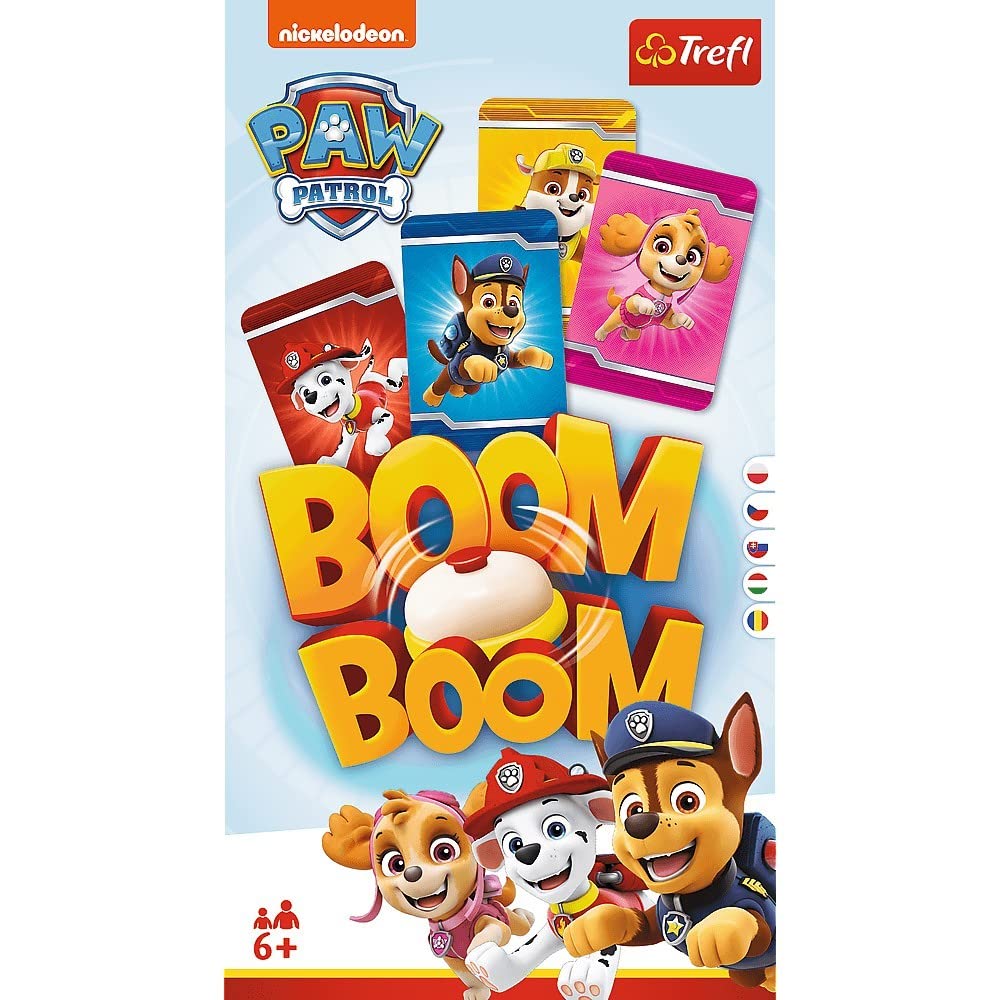 Trefl, Boom Boom Psi Patrol, Dynamiczna Gra Rodzinna, Gra z Dzwonkiem, Zabawa Dla Całej Rodziny, Gra Karciana z Bohaterami Bajki Psi Patrol, Familijna Gra Dla Dzieci od 6 Lat