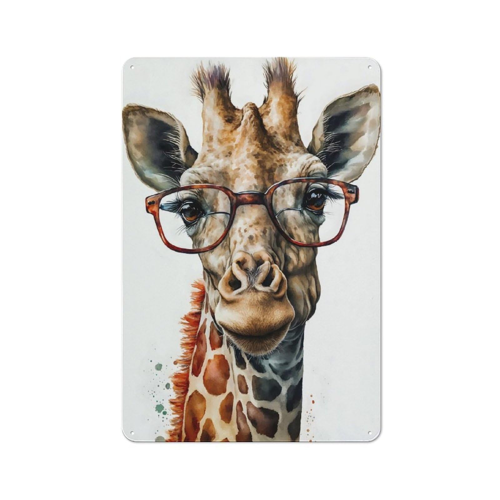 Cute Giraffe Decorative Metal Sign 30x20cm, Creative Studio Wall Plaque for Hobby Room, Office, Lounge Or Living Room