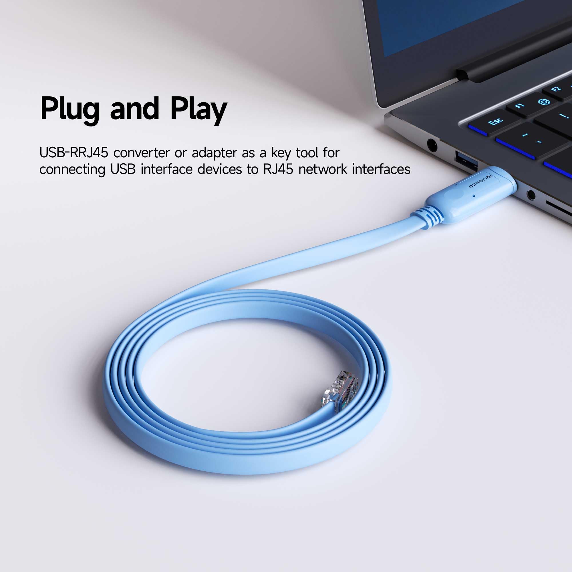 USB auf RJ45 Konsolenkabel, 1,8 m USB Serieller Adapter, RS232 Serielles Kabel für Switch/Router-Konfiguration (Plug & Play)