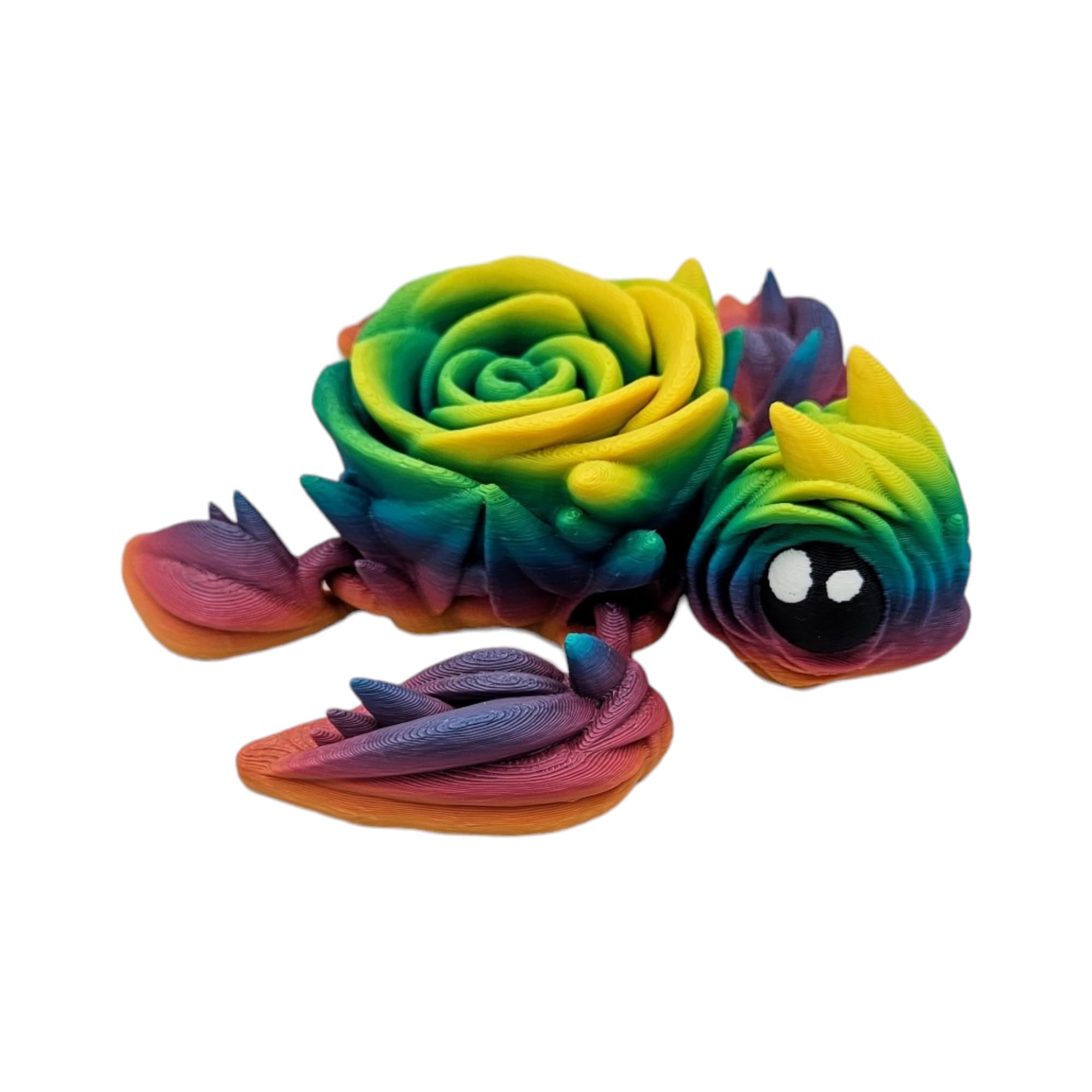 Articulated Turtle Collectible Figurine - 3D Printed Turtles Flexible ADHD, Autism, Relief Anxiety - Articulating Joints for Unisex (Rainbow)