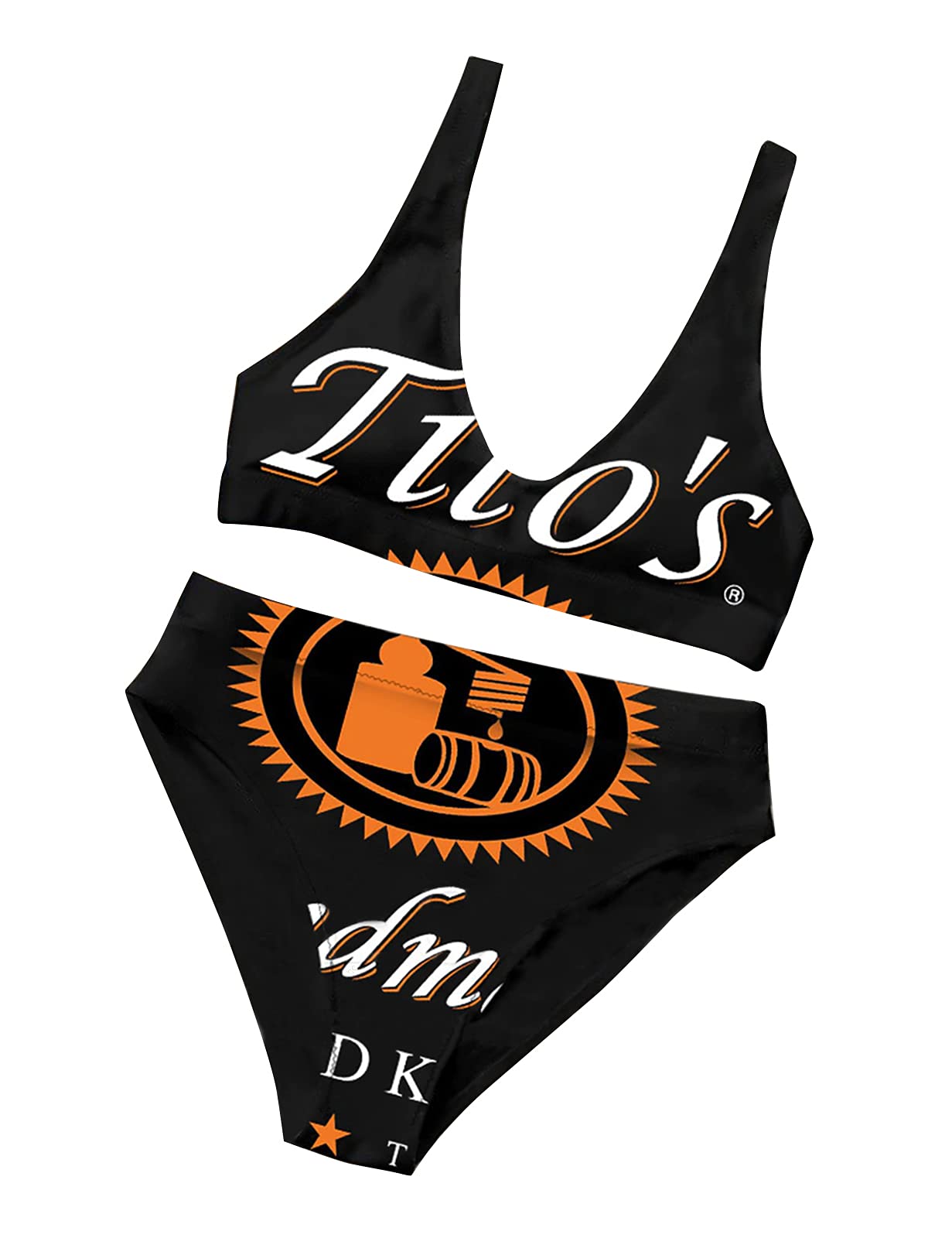 Women Tito's Vodka Two-Piece Bikini Set(Black-M)