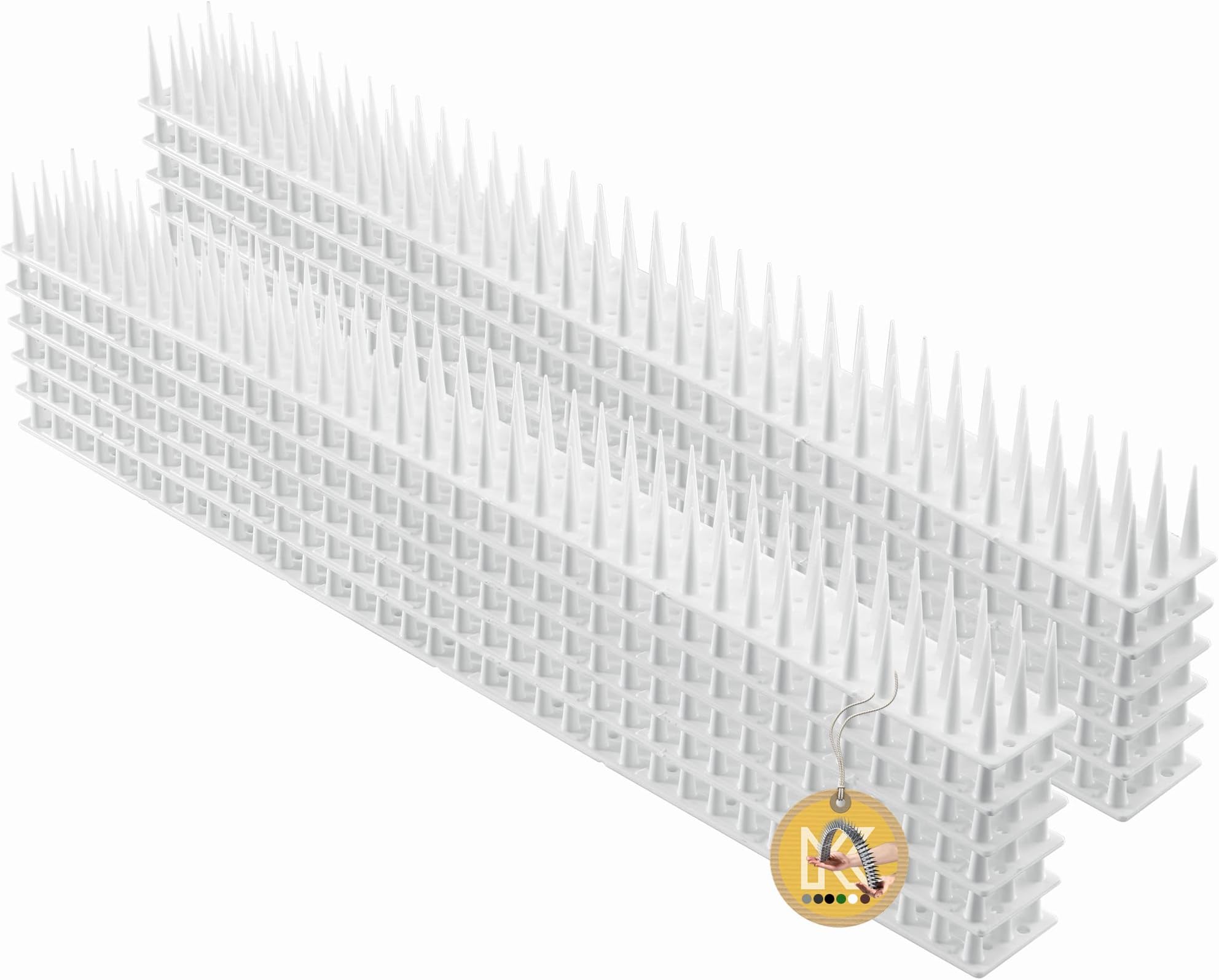KADAX Plastic Bird Spikes, 51 x 4 x 3 cm, Wall Spikes, Fence Tops Spikes, Pigeon Repellent, Deterrent for Birds, Cats, Anti Climb Spikes, Squirrel Repellent (12, White)