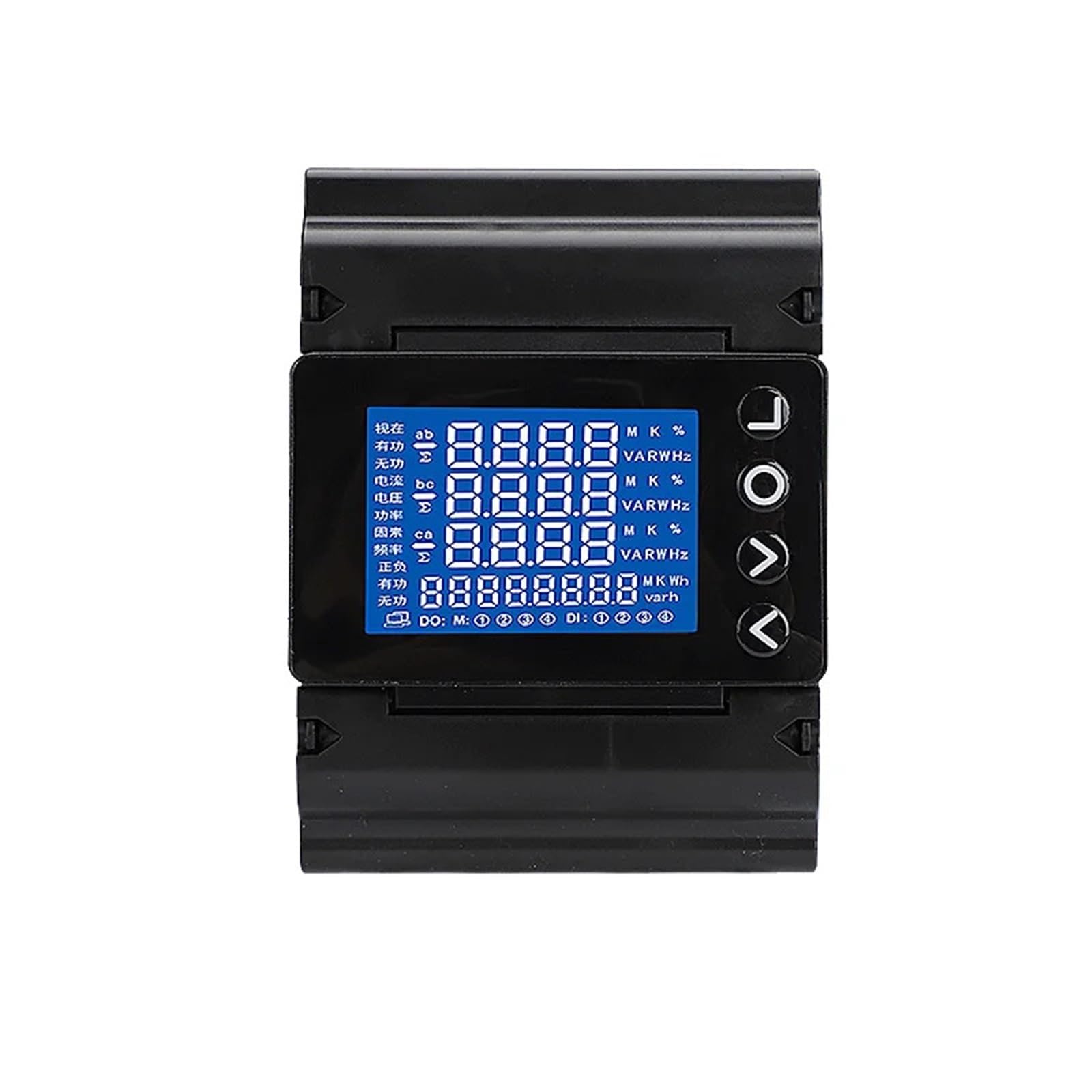 Compteur d'énergie multifonction triphasé rail DIN écran LCD