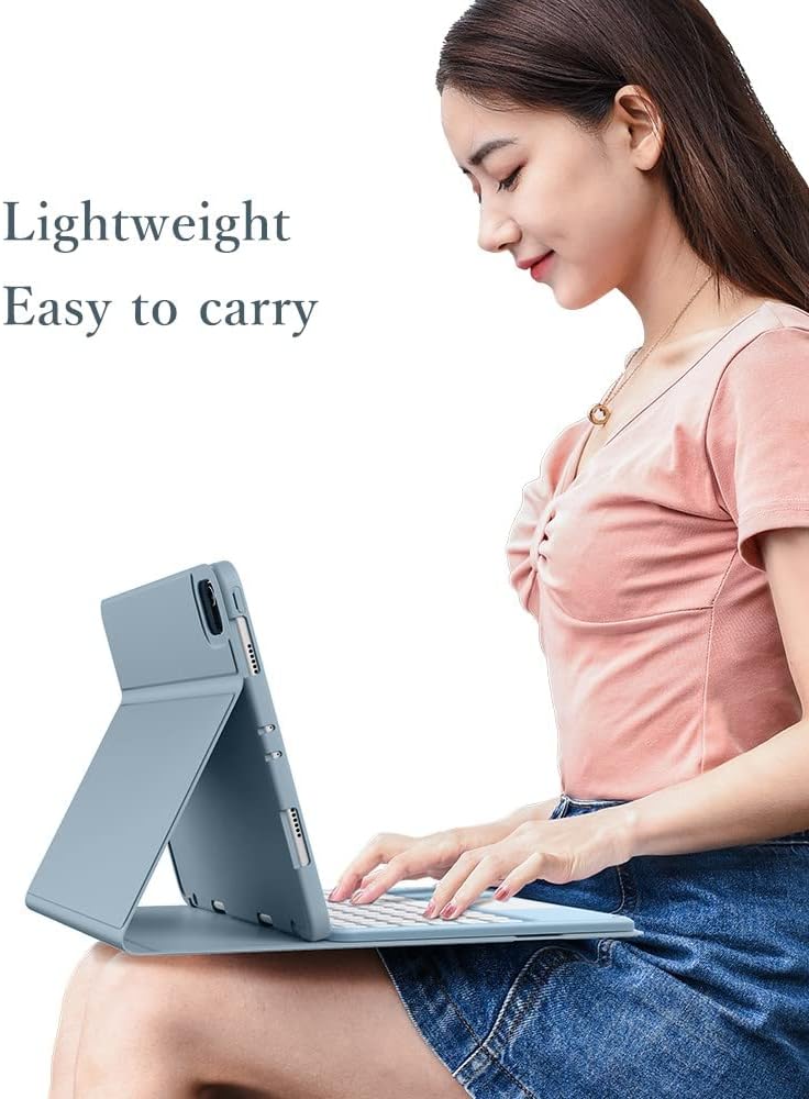 HENGHUI Touch Keyboard Case for Galaxy Tab S6 Lite 10.4 inch 2024/2022/2020 Keyboard Case with Touchpad Detachable Keyboard Cute Round Key Color Keyboard Cover (DarkGreen)