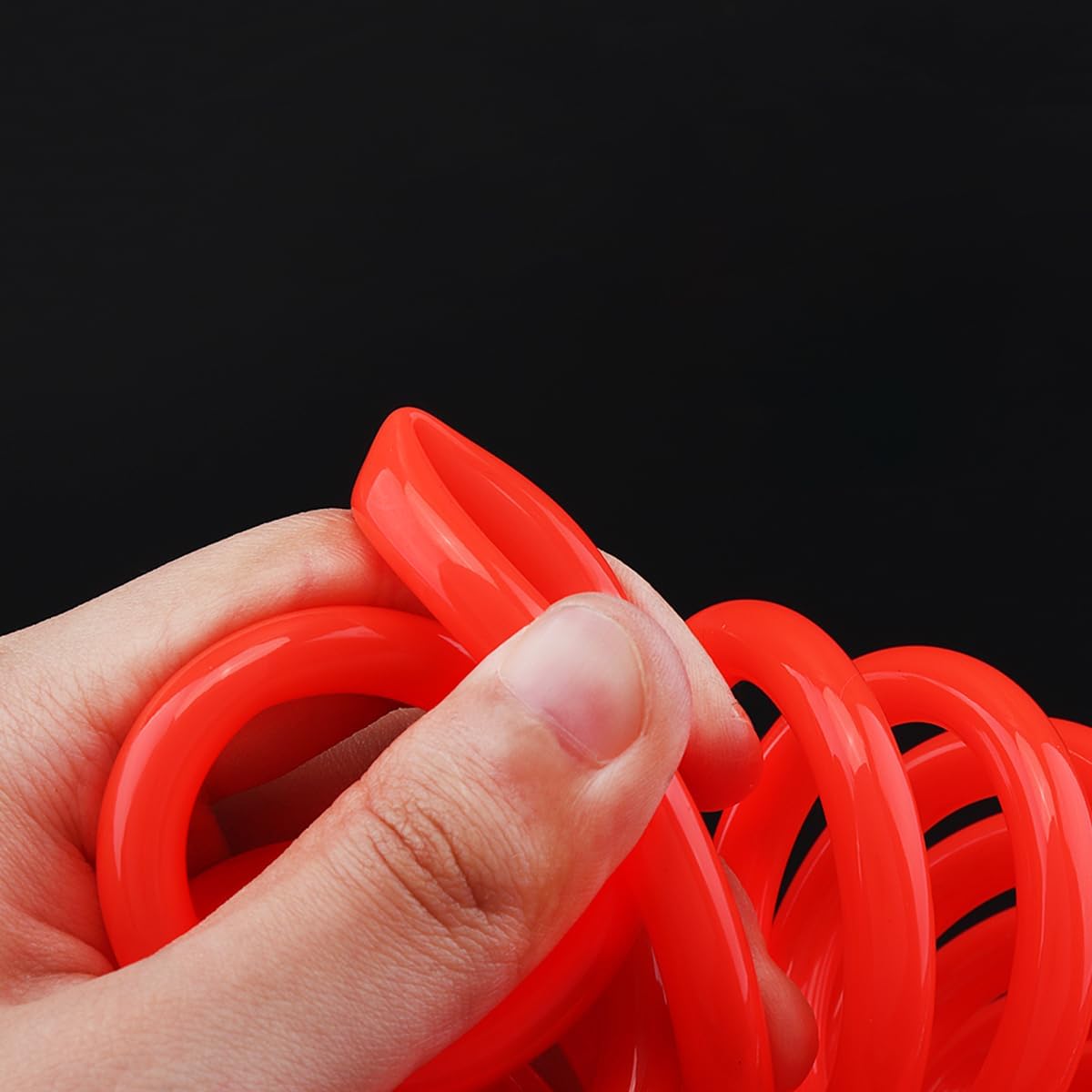 ChgImposs Polyurethane Recoil Air Hose, 30 Ft Long Air Compressor Hose with Bend Restrictor, 1/4" Industrial Universal Quick Coupler and Plug Orange