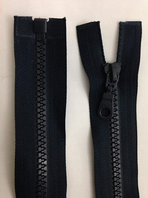 Black 20" - 32" INCH Chunky Zip No.5 Open END ZIPS Heavy Duty Zipper (22 Inch)