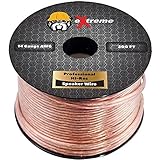 250 Feet 14 Gauge Pure Copper Core eXtreme Speaker Wire, Not CCA (Copper Clad Aluminum) for Optimal Audio Performance | Stranded Core and Polarity Stripe