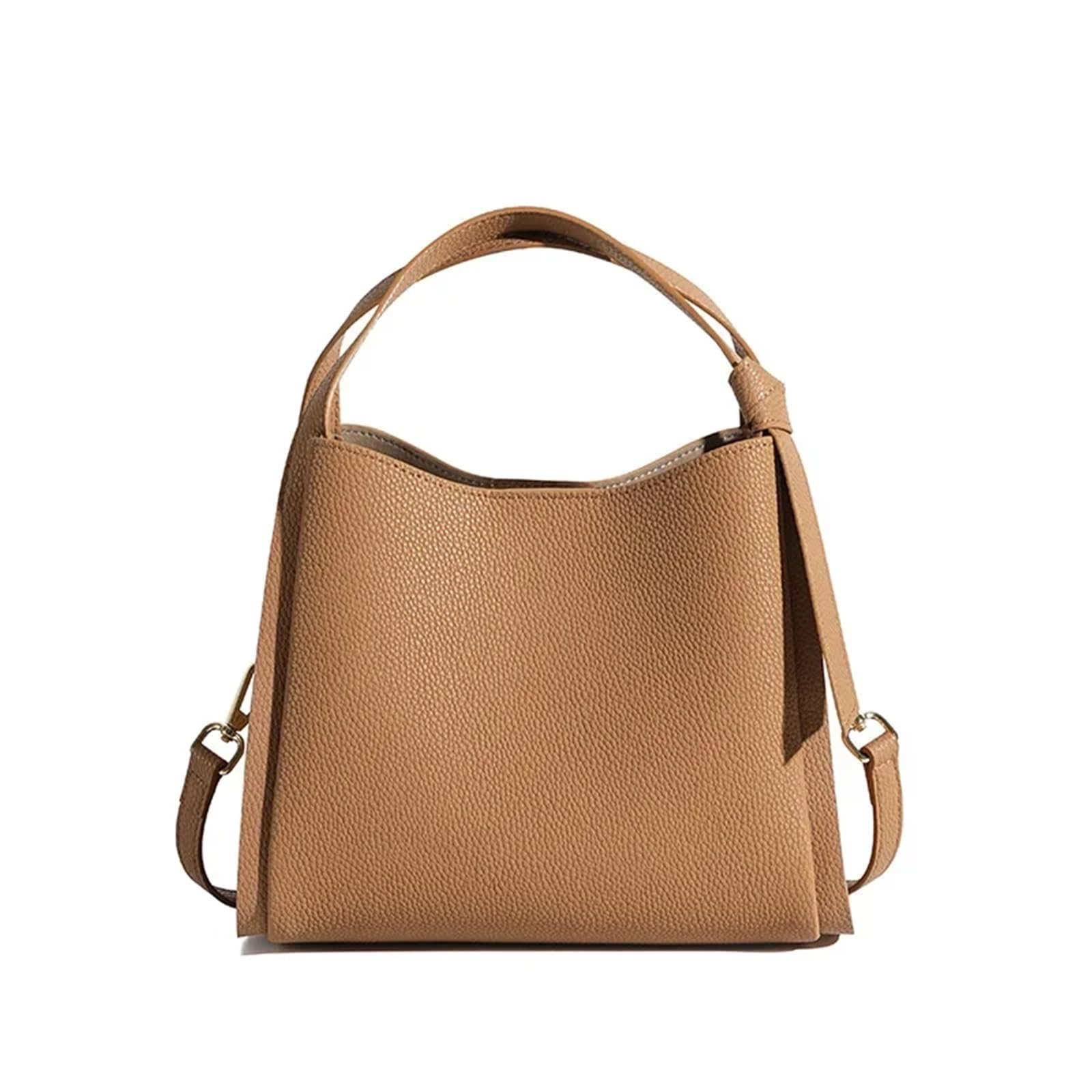 LXLAEOANG Crossbody Bags Pattern Bucket Bag Leather Simple Basket Handbag Ladies Portable One Shoulder Bag for Shopping Work(Brown1)