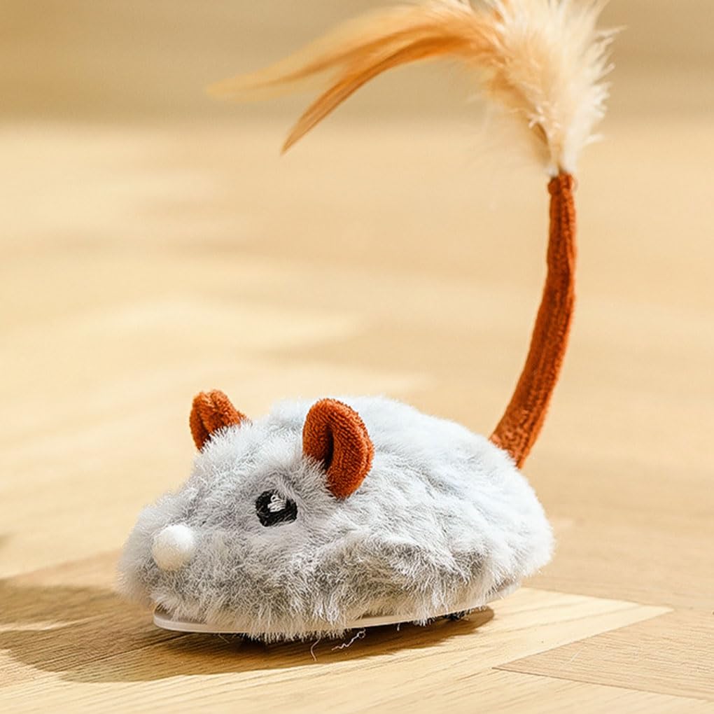 Juego de 10 ratones eléctricos interactivos para gatos, fáciles y duraderos, resistentes y duraderos, juguetes automáticos para gatos, juguetes eléctricos para gatos, color gris