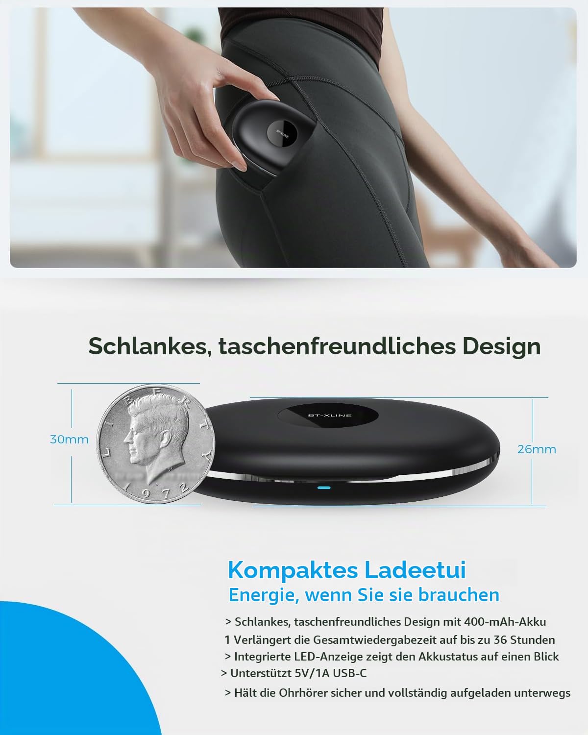 Micool Open-Ear Kopfhörer Bluetooth 6.0, Clip-On Ohrhörer Kabellos mit 36H Spielzeit, Geräuschreduzierung Freisprech-Ohrhörer, Komfort-Sitz Sport-Kopfhörer für Laufen, Fitness & Reisen