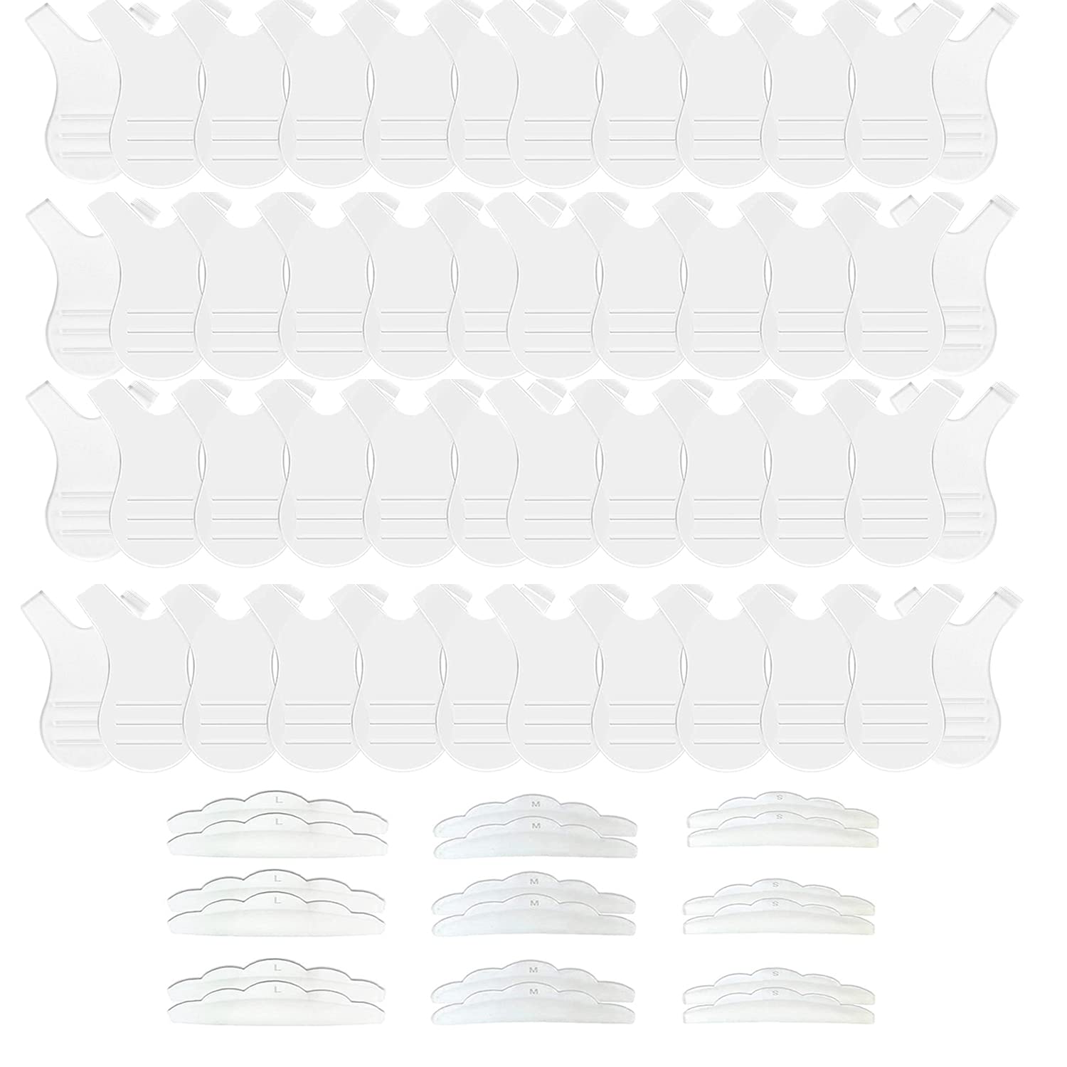 NITAIUN 48 Pieces Silicone Y Shape Eyelash Brushes, 18 Pieces Silicone Eyelash Shield Pads 3 Sizes Perm Perming Pads with Eyelash Lift Bars, Eyelash Extension Makeup Beauty Tool (66 Pieces)