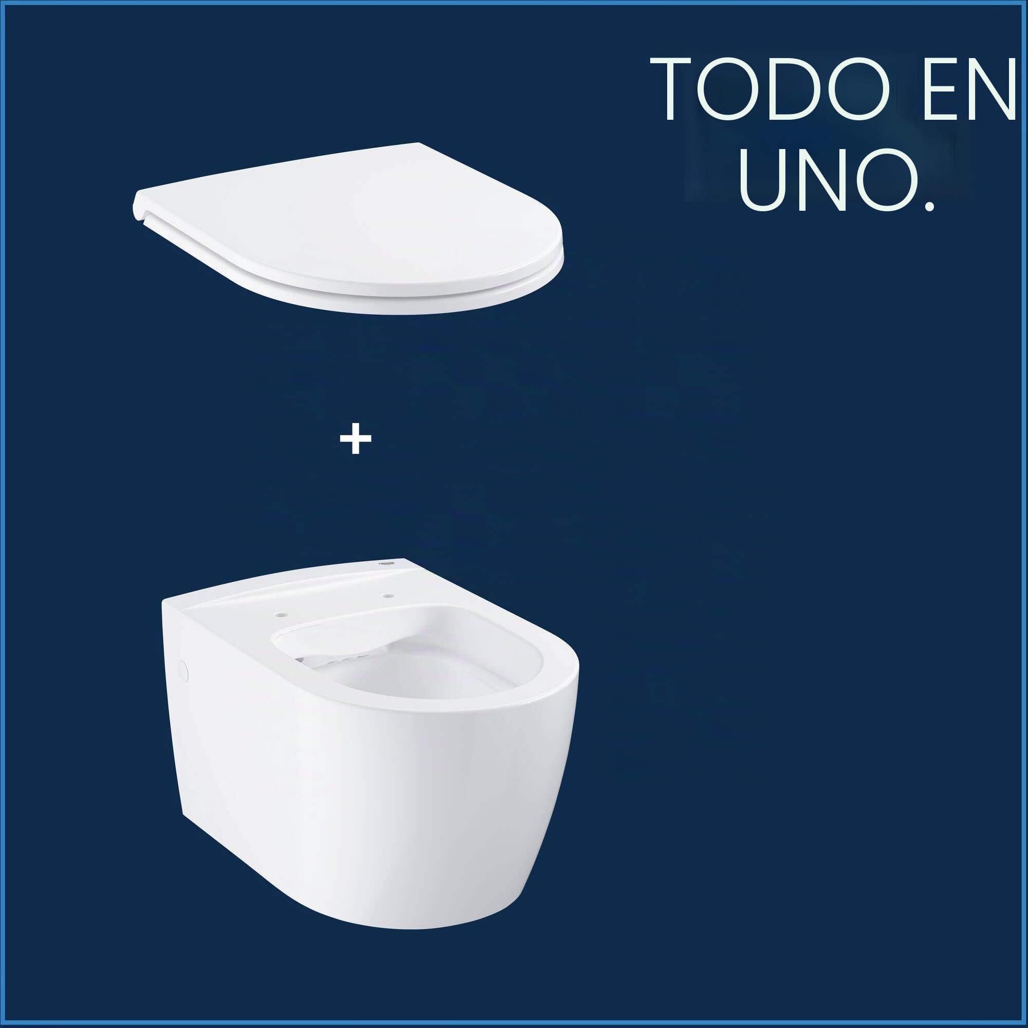 GROHE Start 103848SH00 - Juego de inodoro redondo de cerámica para cisterna oculta (asiento y tapa de cierre suave Duroplast, inodoro sin borde, lavado, salida horizontal, volumen de descarga de 3/5