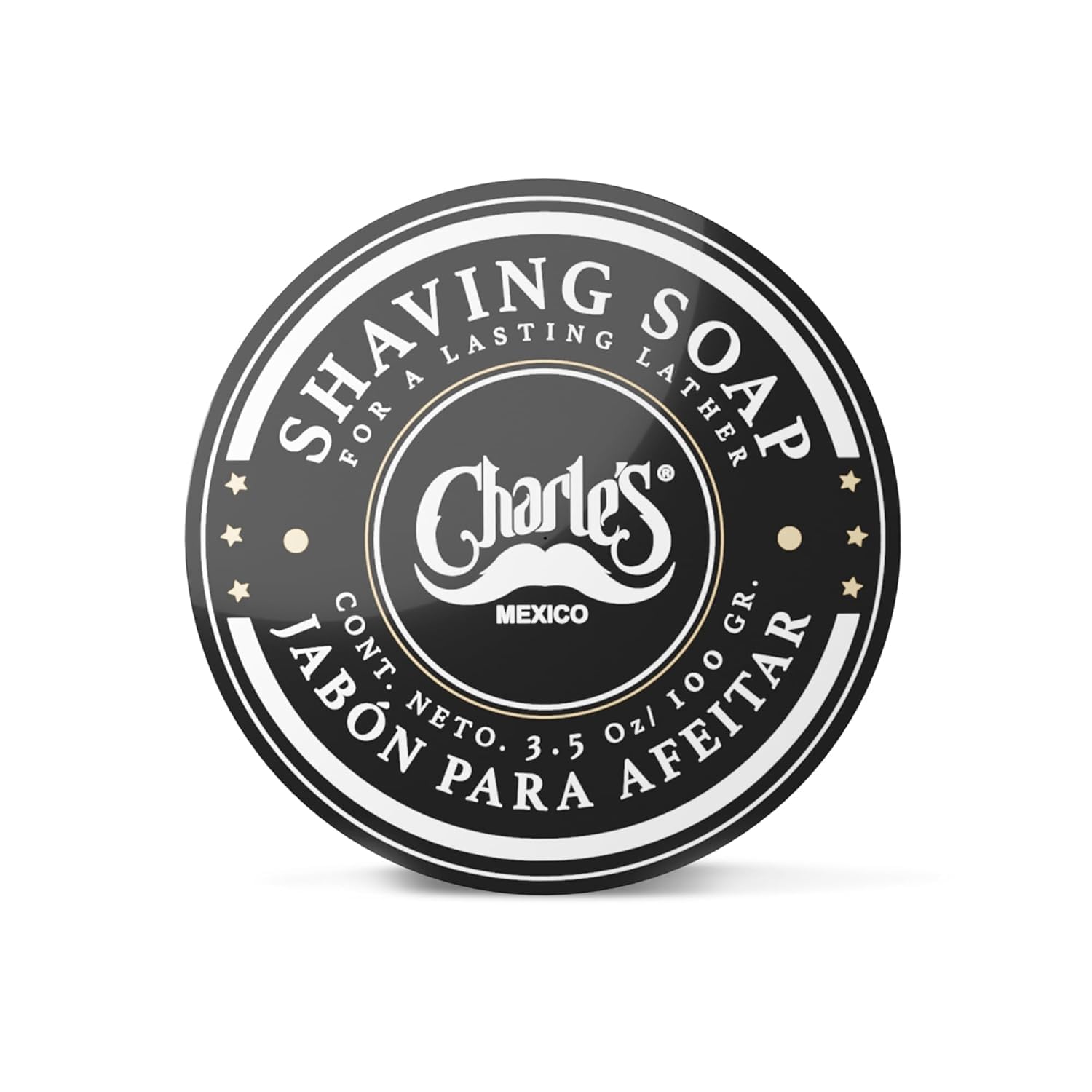 Charle's Premium Shaving Soap 3.5 Oz - With Menthol and Bergamot Fragrance - Consistent Foam - Biodegradable Ingredients - For 350 Applications
