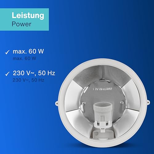 REV Kellerlampe - Feuchtraumlampe IP44, E27 Fassung (bis 60W), Werkstattlampe, Kellerleuchte rund - ideal als Wand- oder Deckenlampe, weiß