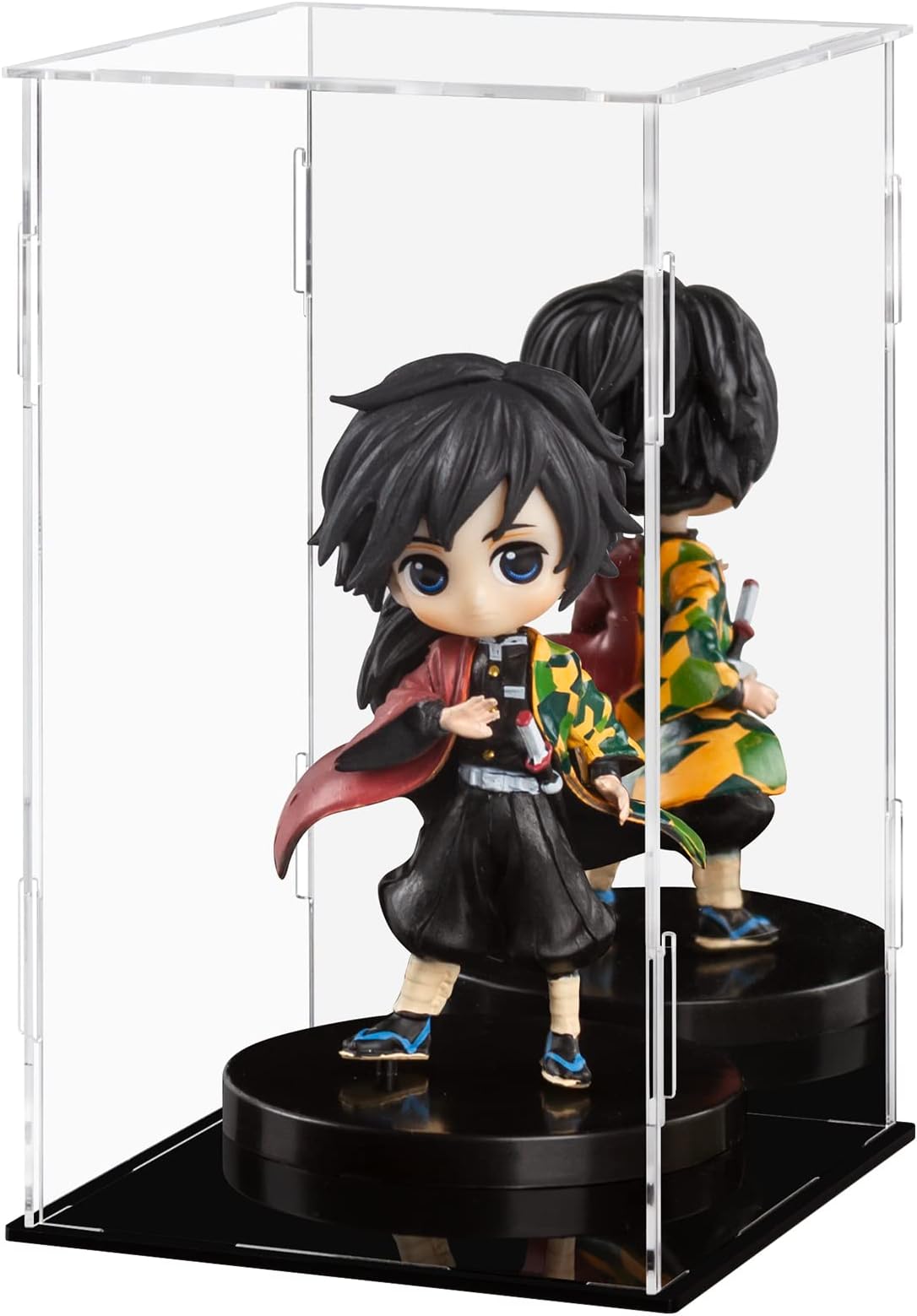 Acrylic Display Case with Mirror, Clear Acrylic Organizer Box Assemble Countertop Dustproof Protection Showcase for Action Figures, Collectibles, Home Storage (15cm x 15cm x 25cm)