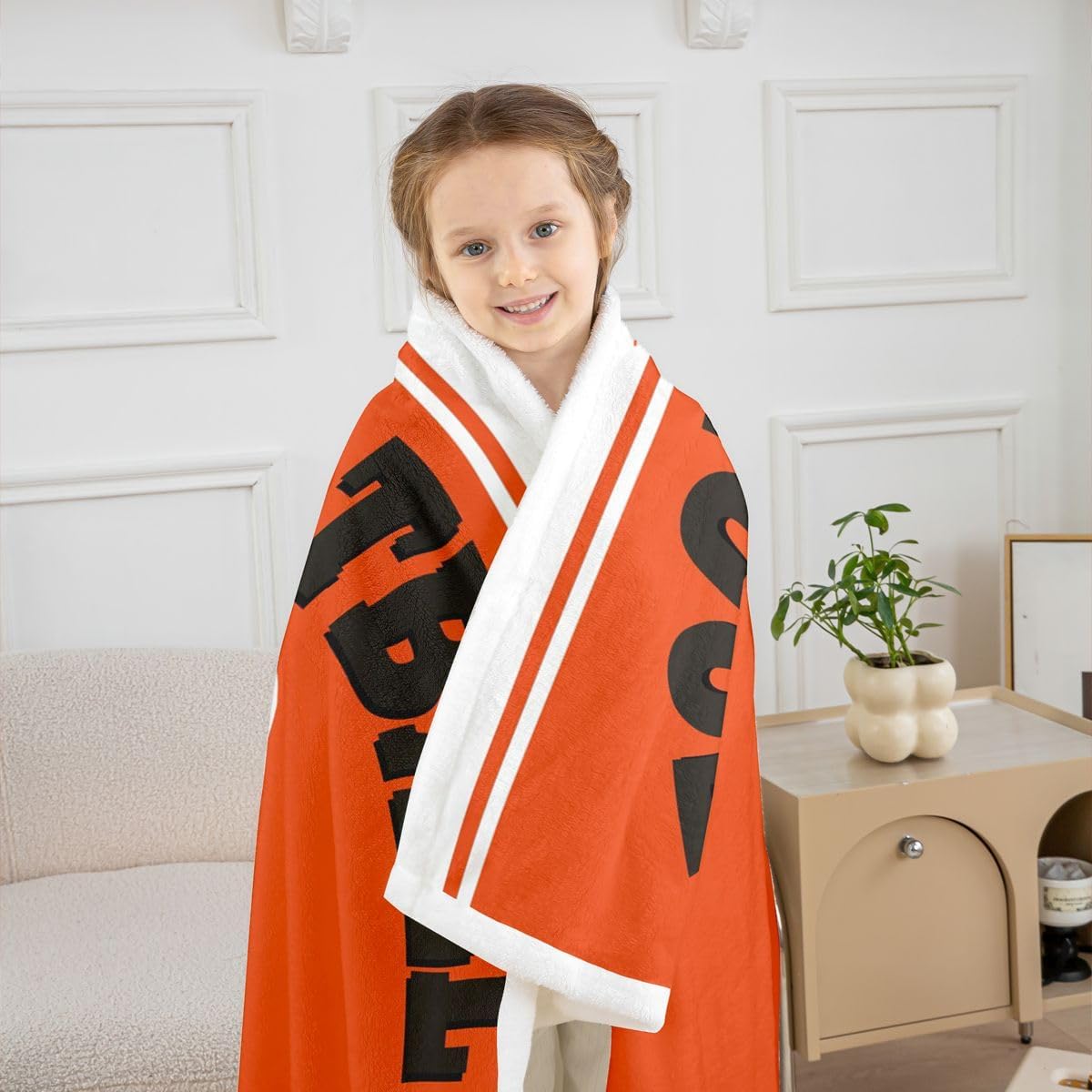 Erosebridal Football Cool Sports Throw Blanket for Boys Kids Teens Football Fleece Blanket, Fierce Tiger Animal Design Blanket Orange and Black Stripes Stars Fuzzy Blanket Queen