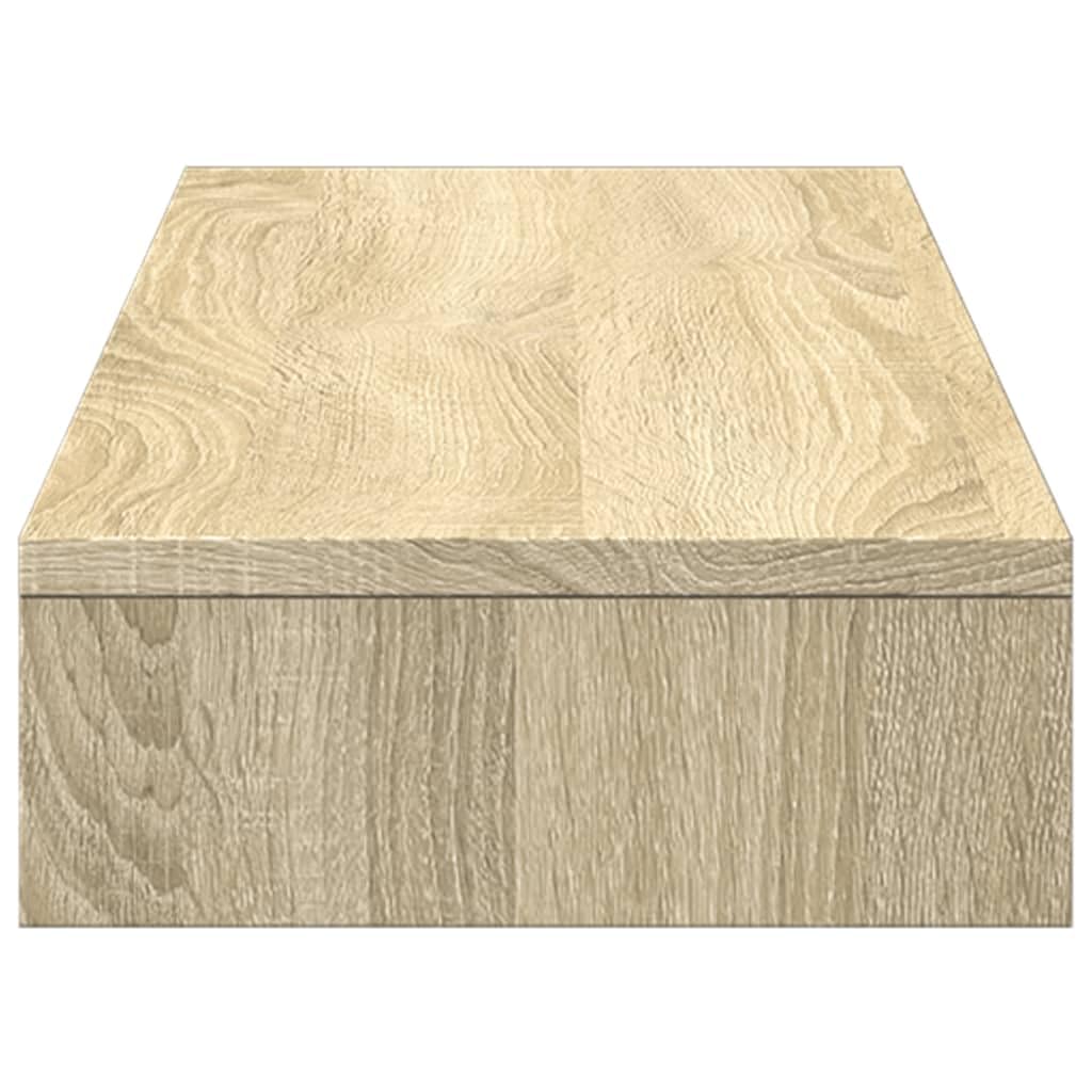 Supporto per monitor, 100 x 27 x 10 cm, in legno di rovere Sonoma, per due monitor, supporto da scrivania per ottimizzazione ergonomica della postazione di lavoro