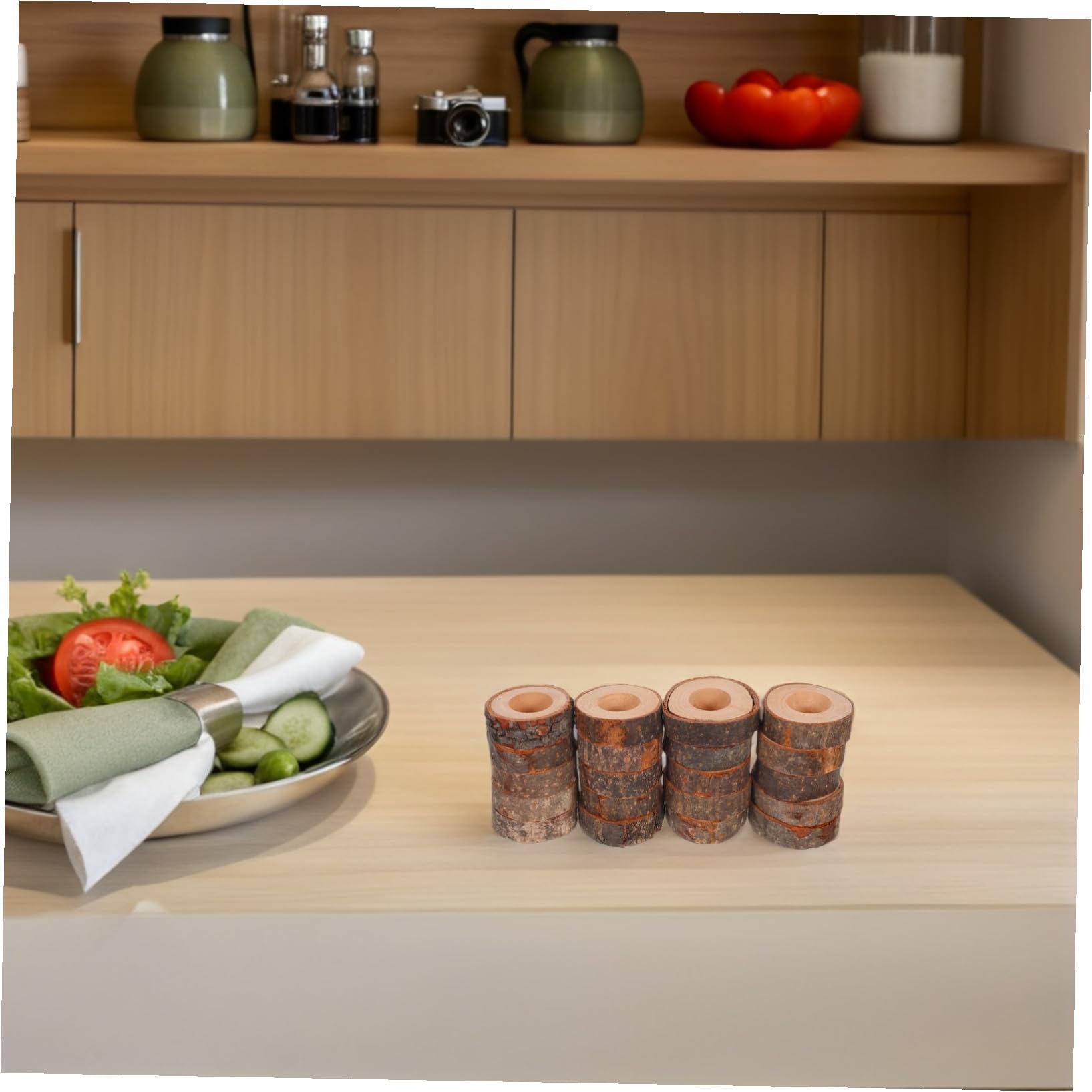 SHINEOFI 20pezzi Portatovaglioli in Legno Rotondi Anelli per Tovaglioli Semplici in Legno per Pranzi Matrimoni Feste Decorazioni per Tavola in Stile Rustico