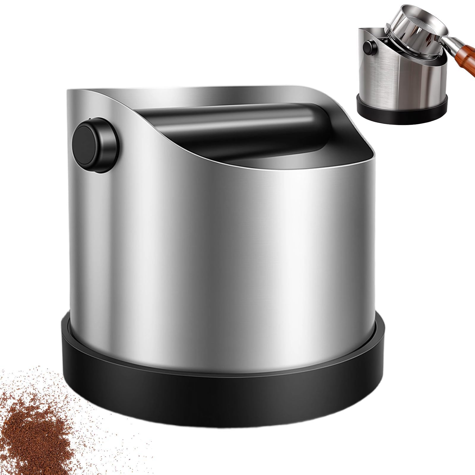 Dexpally Coffee Knock Box for Espresso, 700ML Stainless Steel Coffee Grounds Bin with Removable Rubber Knock Bar, Non-Slip Shock-Absorbent Base, Espresso Waste Container for Home, Office & Barista