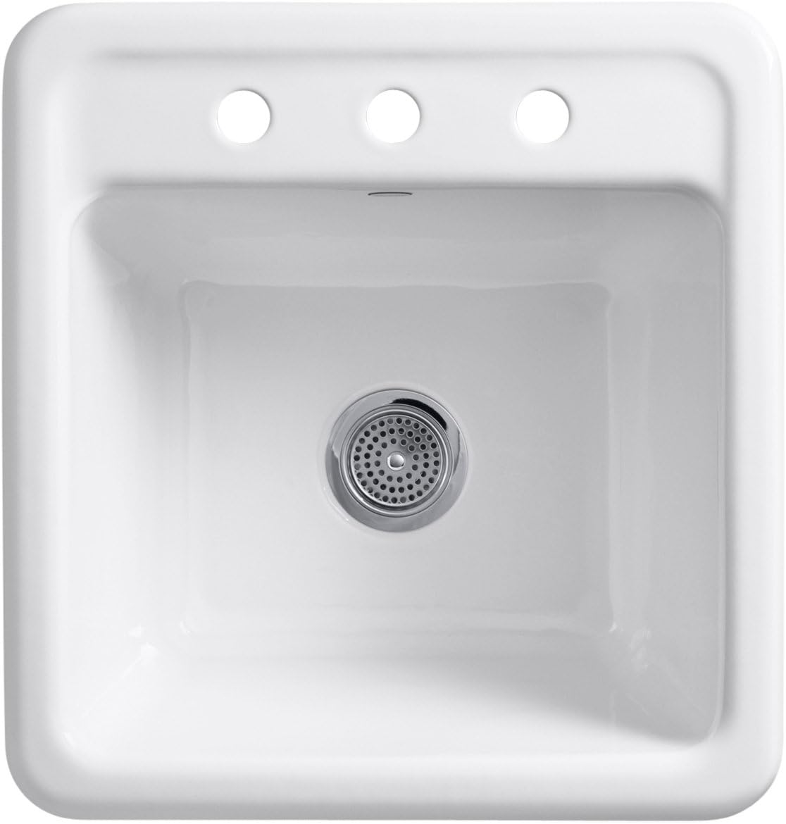 Prоduсt Dеаl KOHLER K-19022-3-96 Park Falls Top-Mount/Undermount Utility Sink with Three Faucet Holes, Biscuit