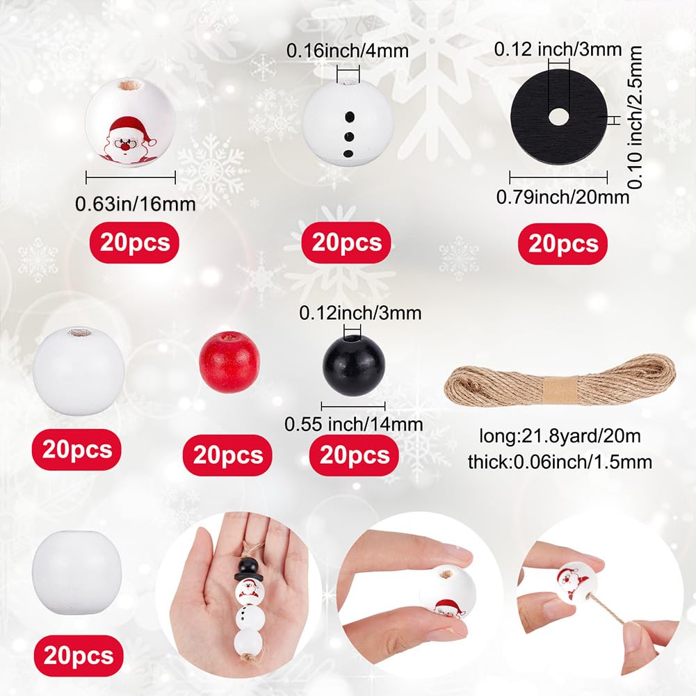 Perles De Bonhomme De Neige De Noël, 20mm Perles Avec Corde De Chanvre Perles En Bois Naturel Visage Perles Avec Visage Souriant Perles Perles En Bois De Bonhomme De Neige Pour L'Artisanat Perles De Bonhomme De Neige De Noël, 20mm Perles Avec Corde De Chanvre Perles En Bois Naturel Visage Perles Avec Visage Souriant Perles Perles En Bois De Bonhomme De Neige Pour L'Artisanat