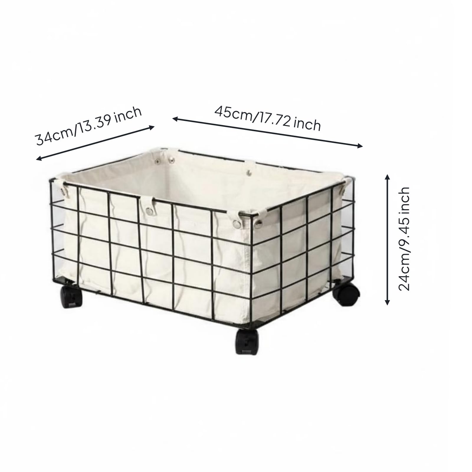 Carrello Organizzatore Cestino per Contenere Giocattoli Articoli di Uso Quotidiano Tela Rimovibile E Telaio Metallico Robusto per una Pratica, Nero, Piccolo