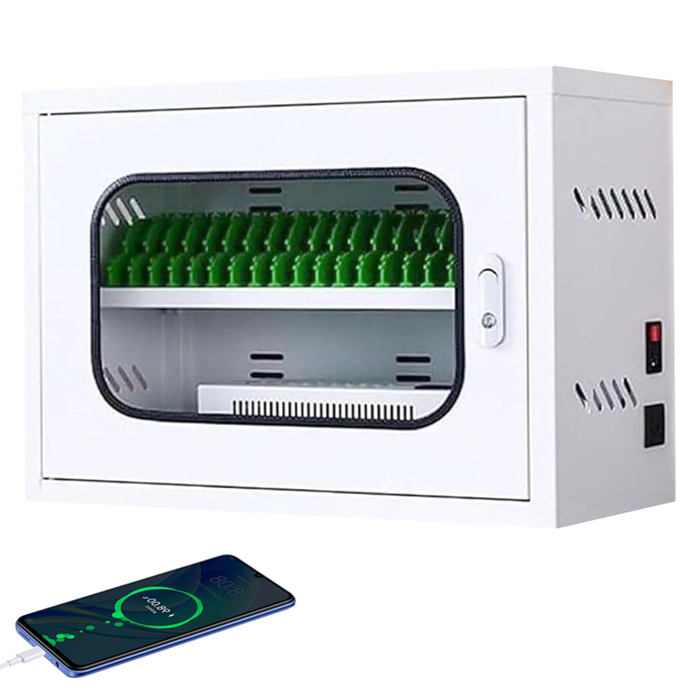 Portable Mobile Phone Storage Box, Usb Charging Station Lockers with Universal Wheel, Lockable Magnetic Door, Display Light, Overheating Protection, Cell Phone Locker Classrooom Factory 20