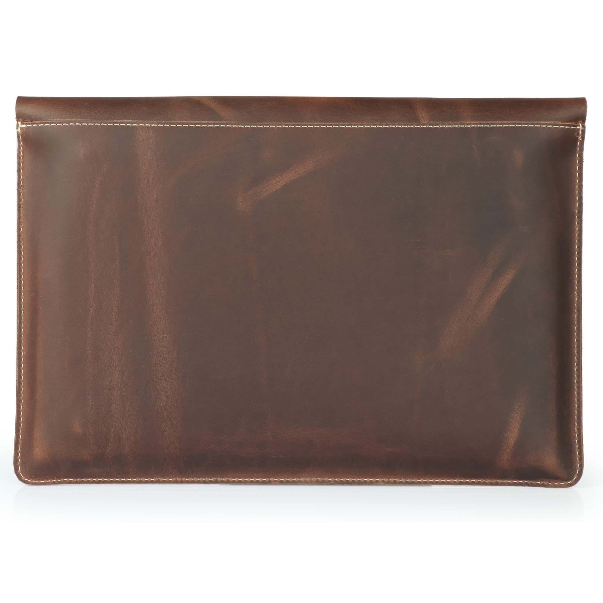 Londo Funda de Cuero Genuino para MacBook Pro y MacBook Air, con Bolsillo Frontal y Cierre Flap – 16" - 15" - 15,5" (M4, M3, M2, M1, Pro & Max) Modelos 2020-2024