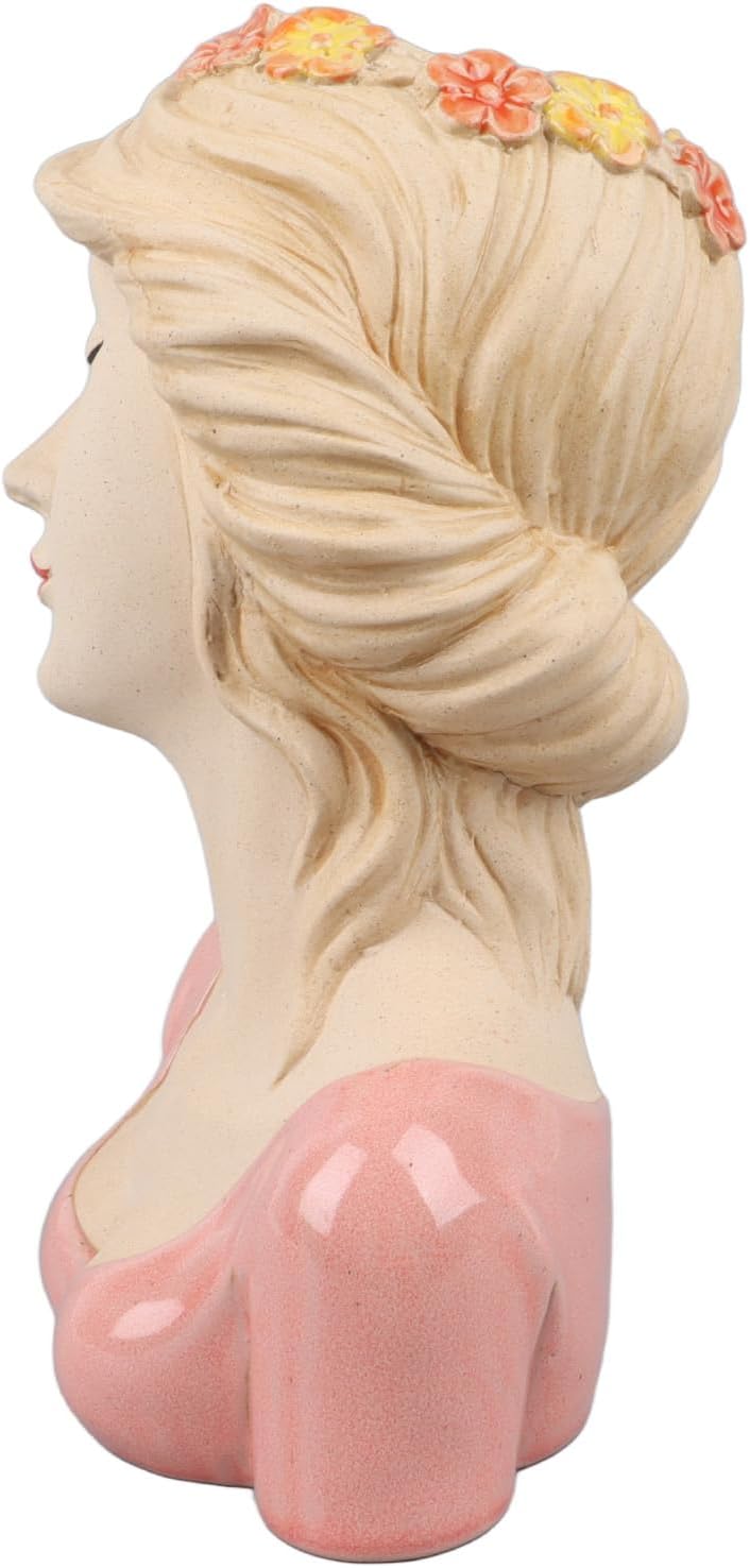 Modern Ceramic Face Vases Decorative Modern Shy Girl Flower Lady Head Vase for Unisex Plants Lover ()