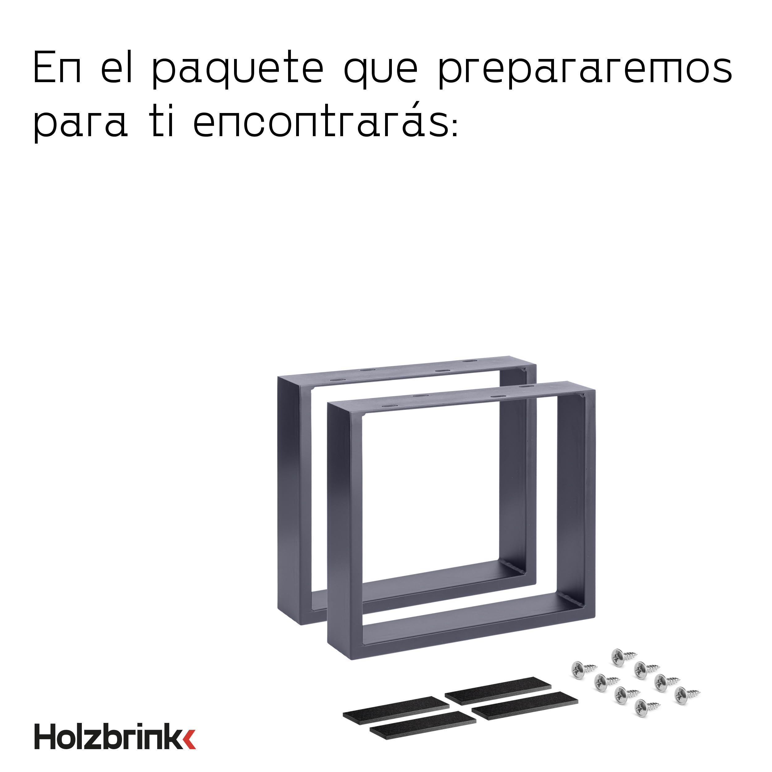 HOLZBRINK Patas de Metal Gris para Mesa | Soportes/Marco para Mesa del Centro, Comedor, Escritorio, Banco | Juego de 2 Patas 40 x 43 cm