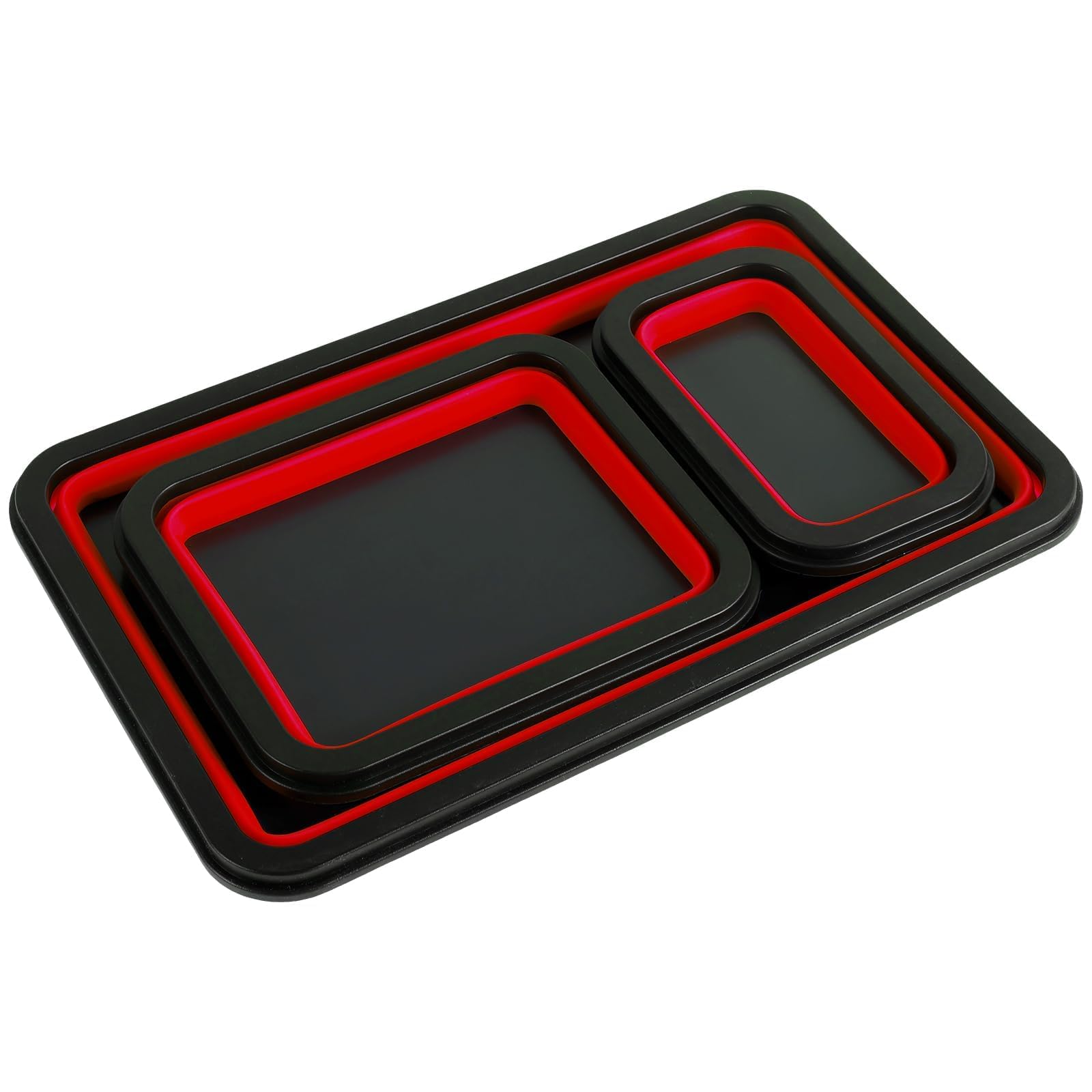 Zusammenklappbare magnetische Teileablage Set mit 3 verschiedenen Größen, faltbare Silikon-Werkzeugschalen für Schrauben, Bolzen, Muttern und andere kleine Metallteile