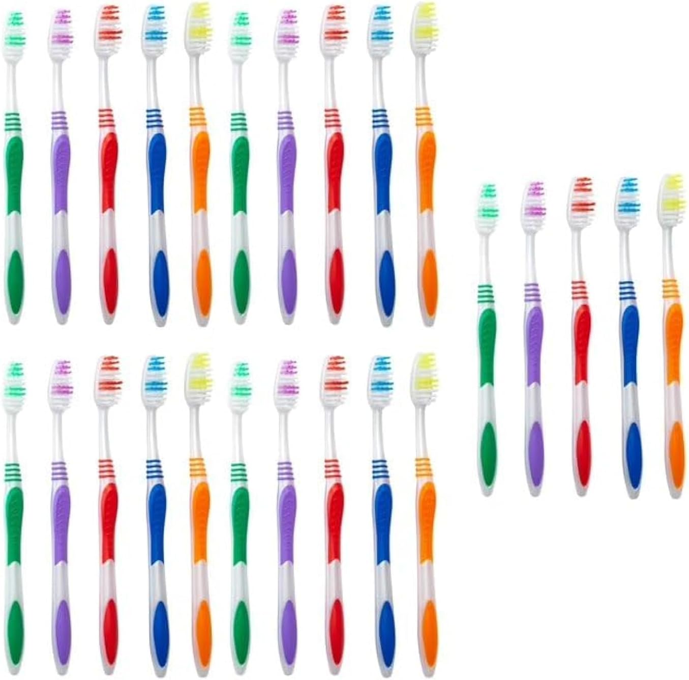 Bulk Toothbrush Pack with Covers | Premium Quality Individually Wrapped Colorful Tooth Brushes | Medium Soft Bristles for Travel, Donations, Hotels (25)