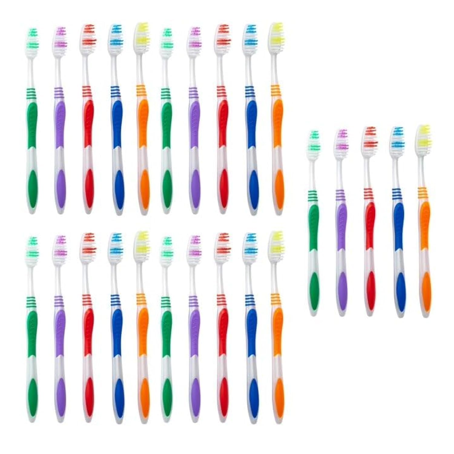 Bulk Toothbrush Pack with Covers | Premium Quality Individually Wrapped Colorful Tooth Brushes | Medium Soft Bristles for Travel, Donations, Hotels (25)